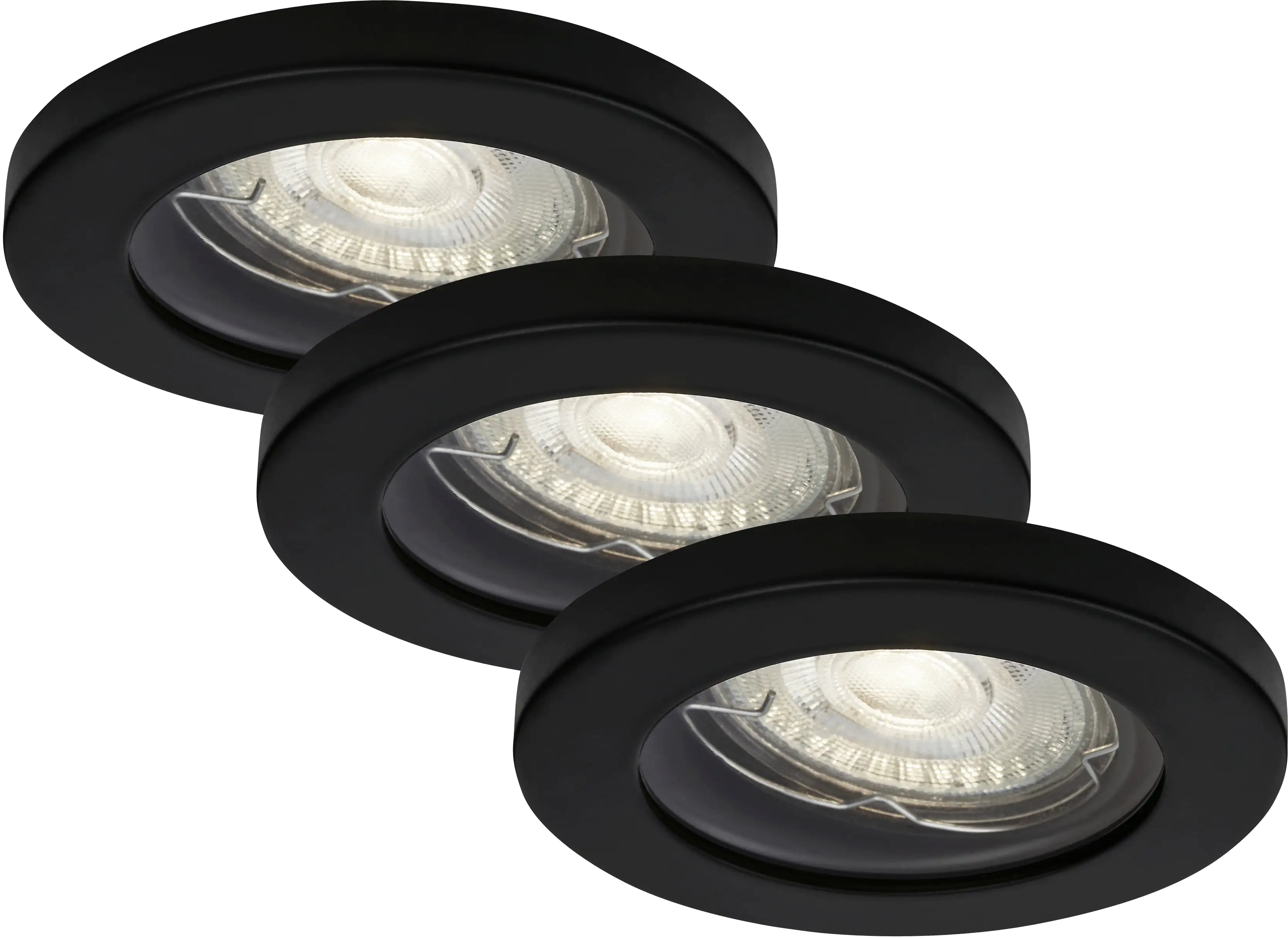 Di-Ka LED Einbauleuchte Kowali 3er Set schwarz-matt Ø 8,5 cm 4,7 W warmweiß