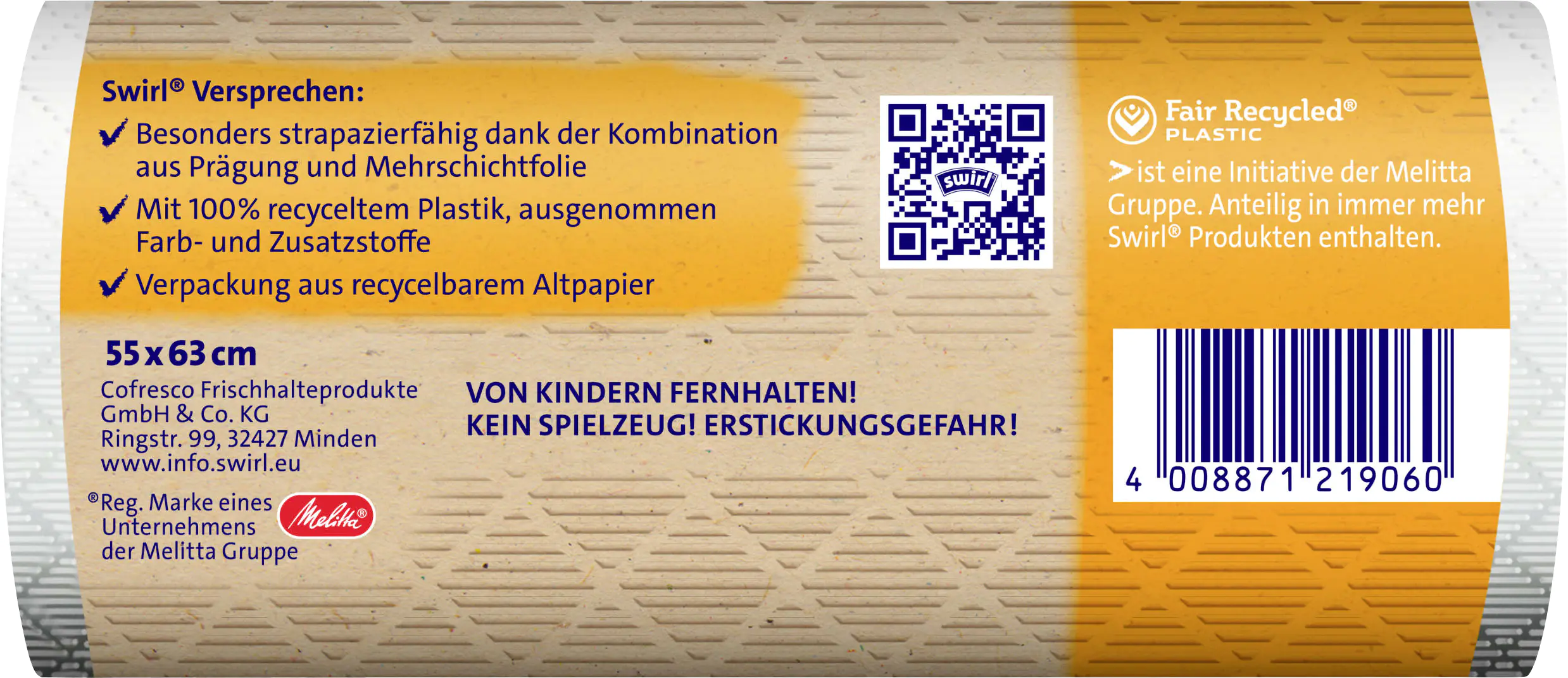 Swirl Zugband-Müllbeutel 35 l aus recyceltem Plastik