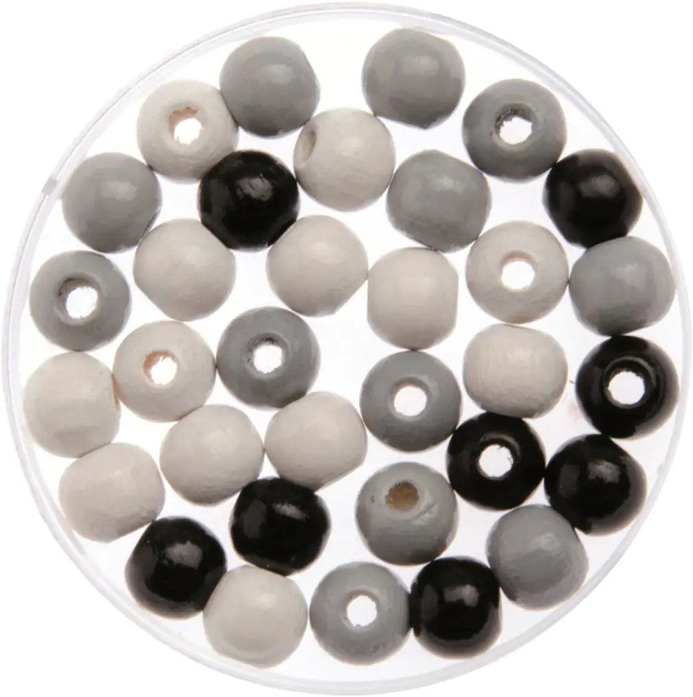 Glorex Holzperle schwarz / grau / weiß 6 mm