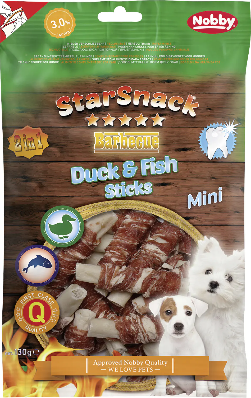 Nobby StarSnack Barbecue MINI Duck & Fish Stick ca. 130 g Ø 12 mm 6,0 cm