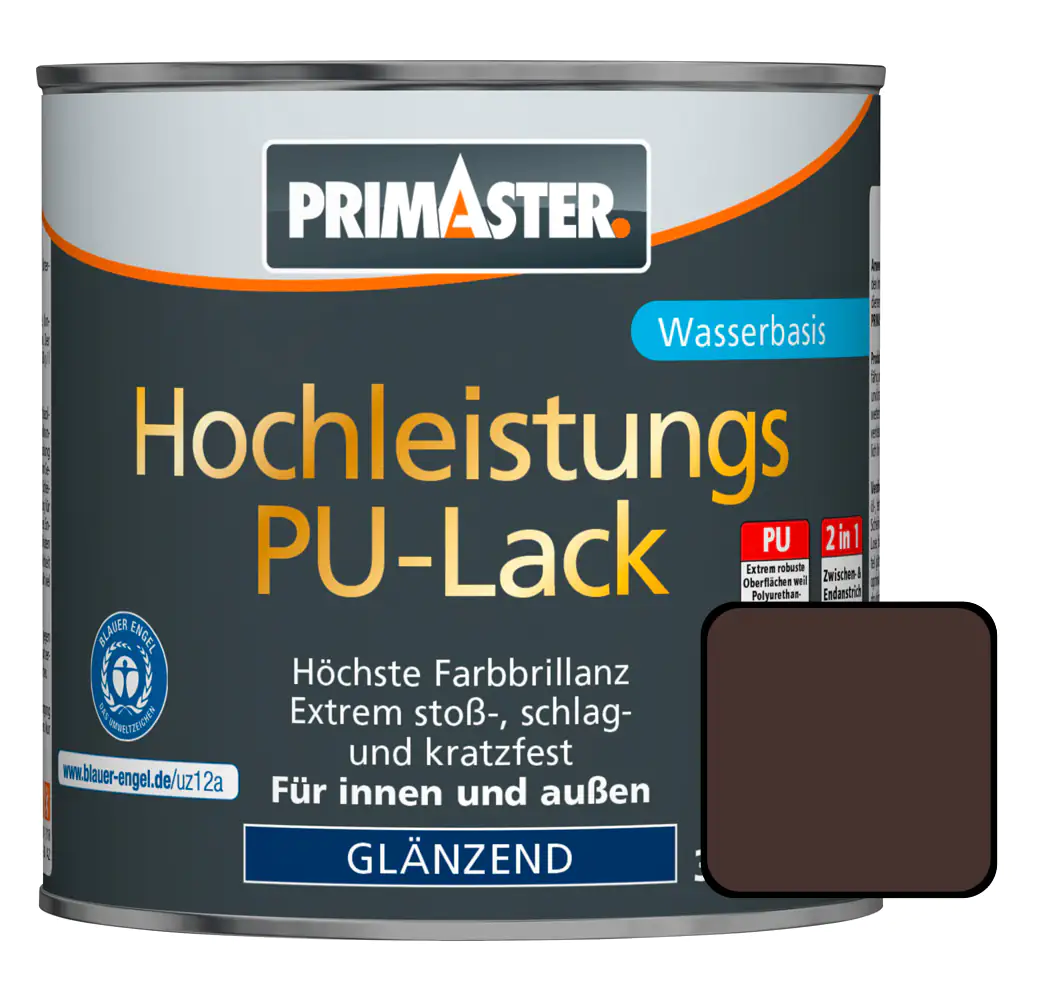 Primaster Hochleistungs-PU-Lack RAL 8017 375 ml 2in1 schokoladenbraun glänzend Primaster Hochleistungs-PU-Lack RAL 8017 375 ml 2in1 schokoladenbraun glänzend