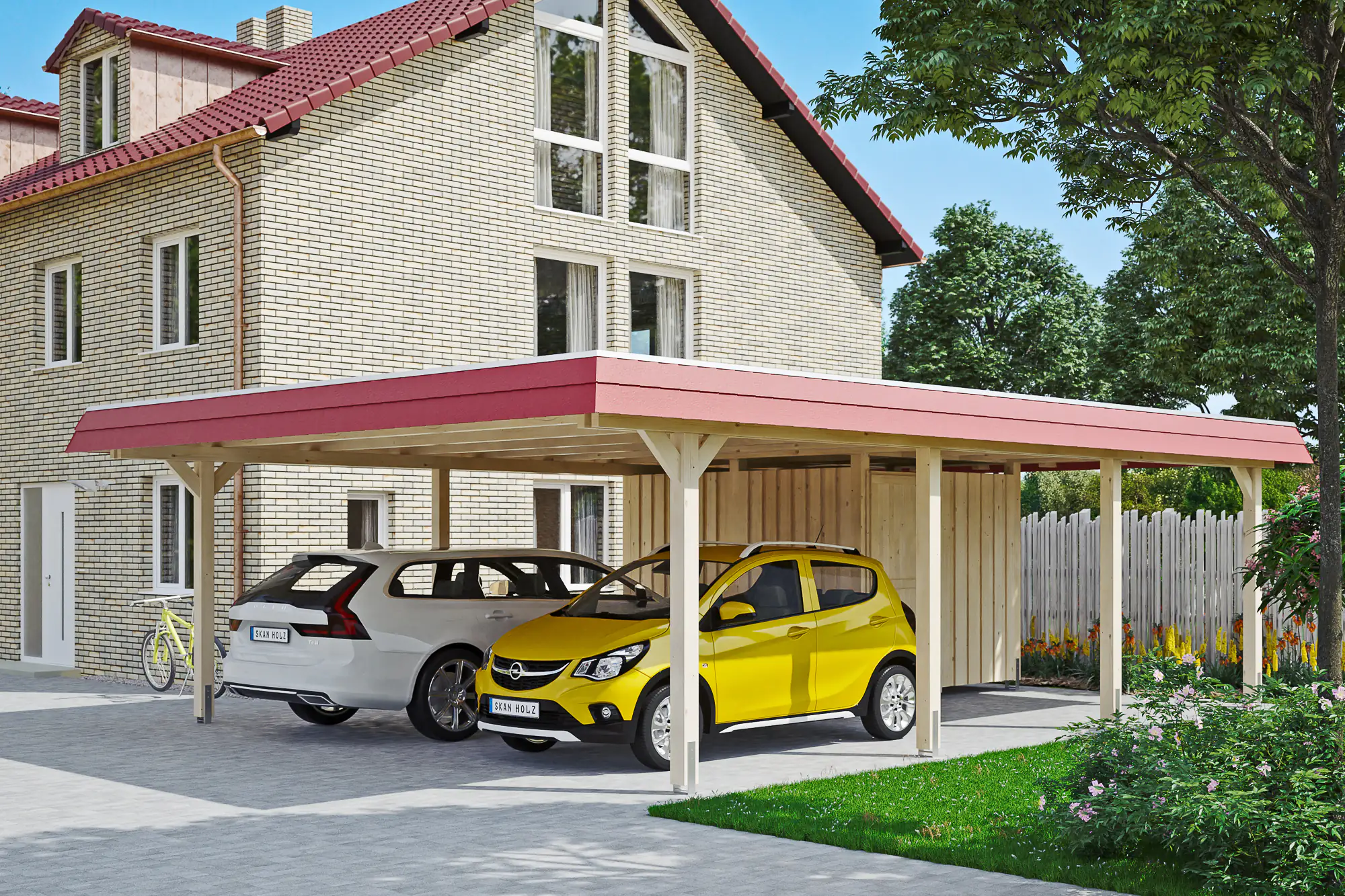 SKAN HOLZ Carport Wendland mit Abstellraum 630 x 879 cm mit EPDM-Dach