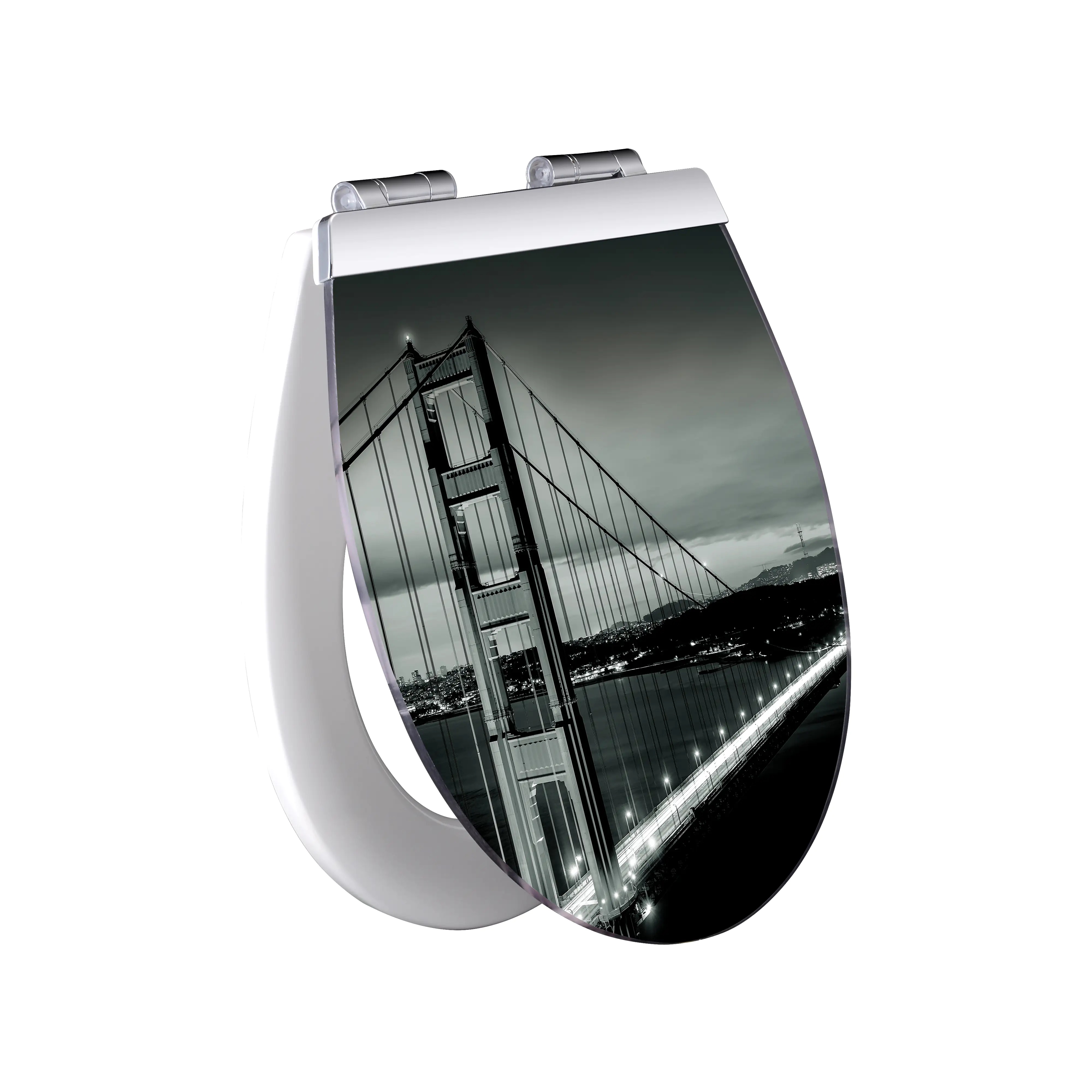 Primaster WC-Sitz mit Absenkautomatik Brücke weiß und Beleuchtung