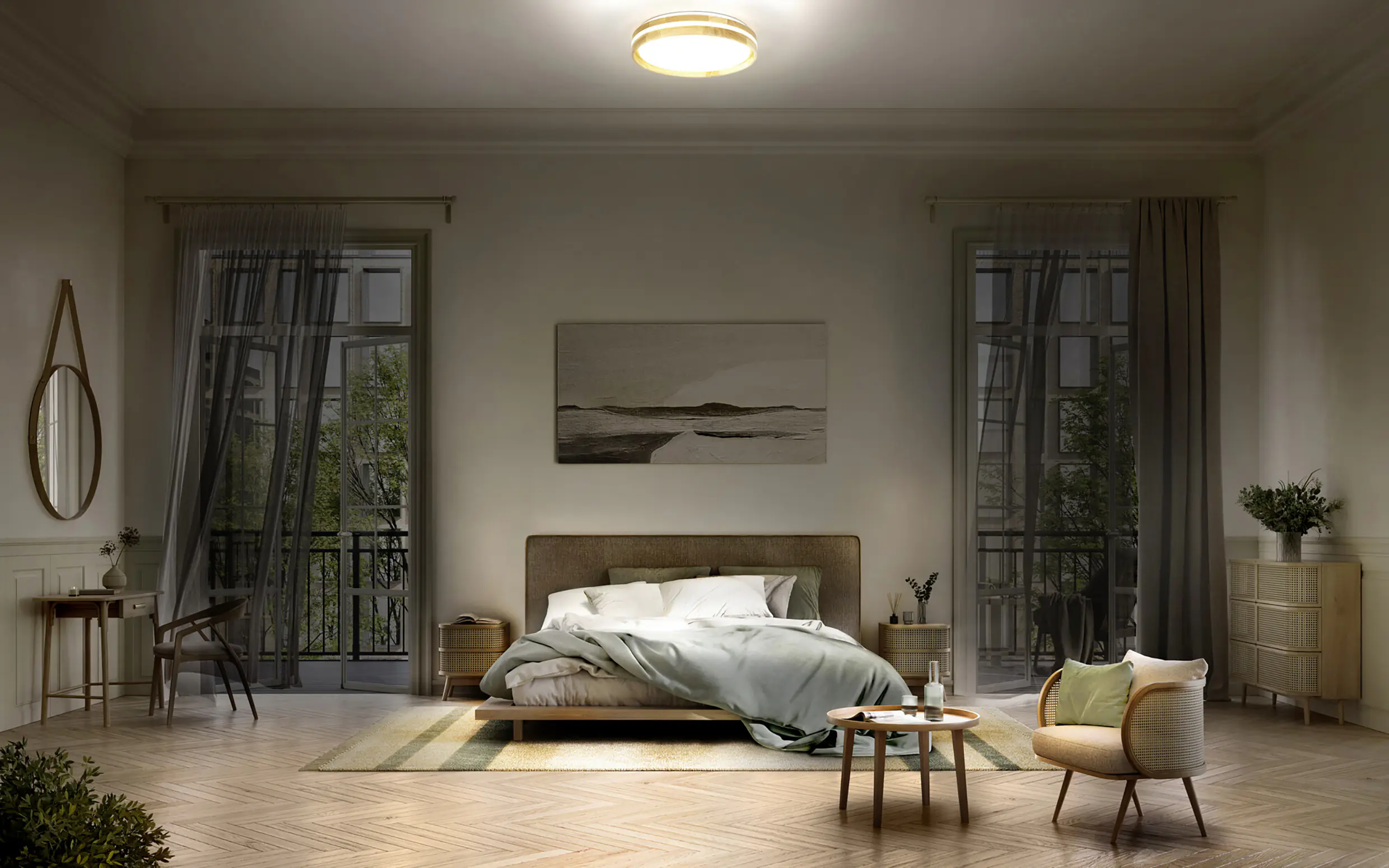 Osram LED-Deckenleuchte Orbis Noemi Wood Ø49 cm 36 W Holzdekor dimmbar
