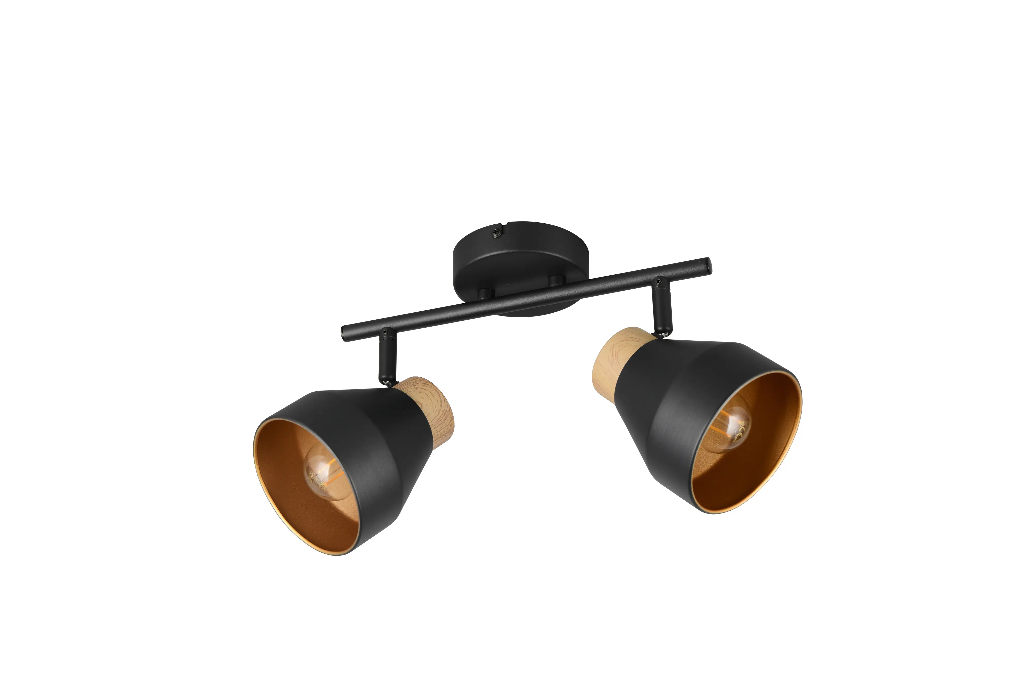 Trio LED-Deckenlampe 2er Spot Valentin 21 x 32 cm schwarz matt/natur