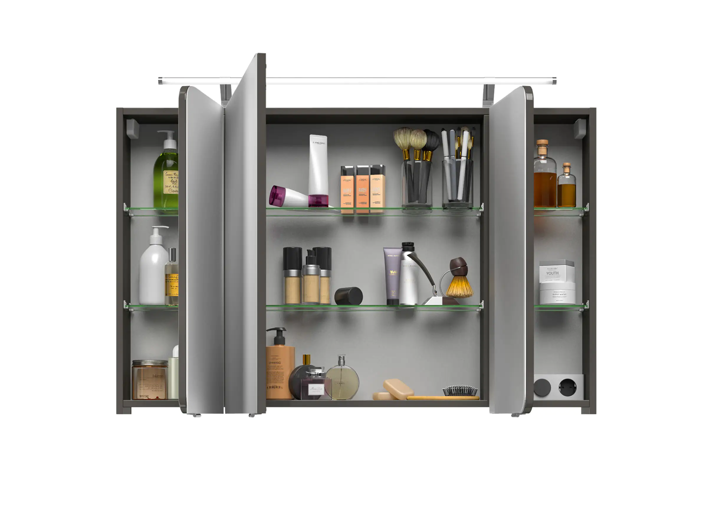 Pelipal Spiegelschrank Fokus 4005 Lack steingrau Hochglanz, Breite 120 cm