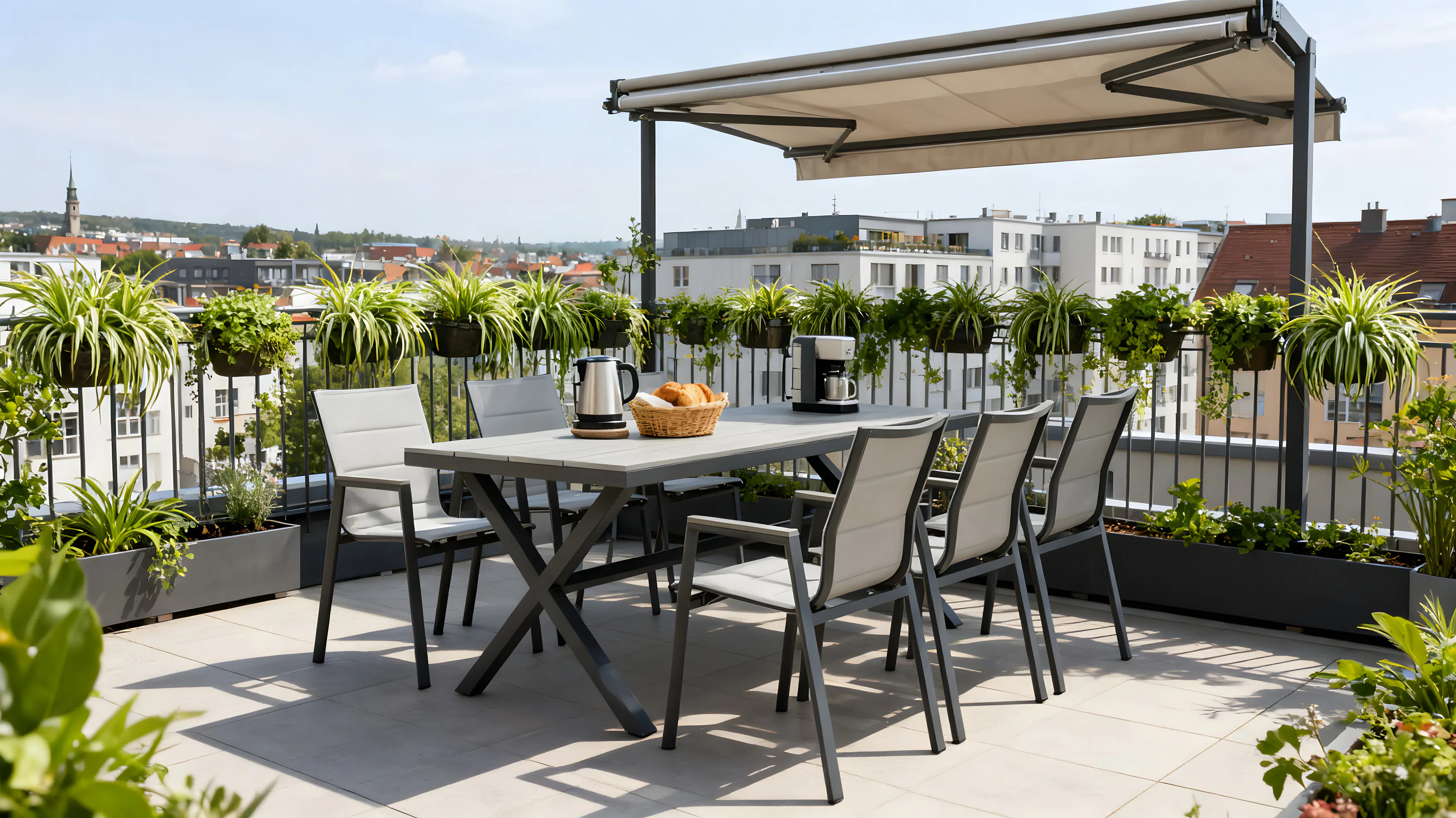 Primaster Garten-Essgruppe Milos 6 Personen Aluminium dunkelgrau/anthrazit