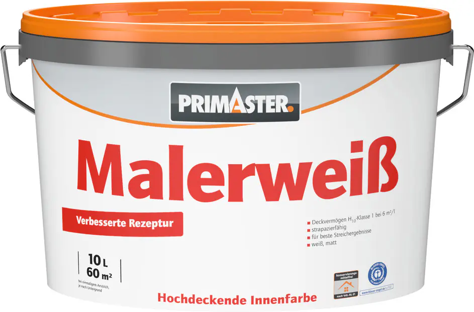Primaster Wandfarbe Malerweiß konservierungsmittelfrei 10 L