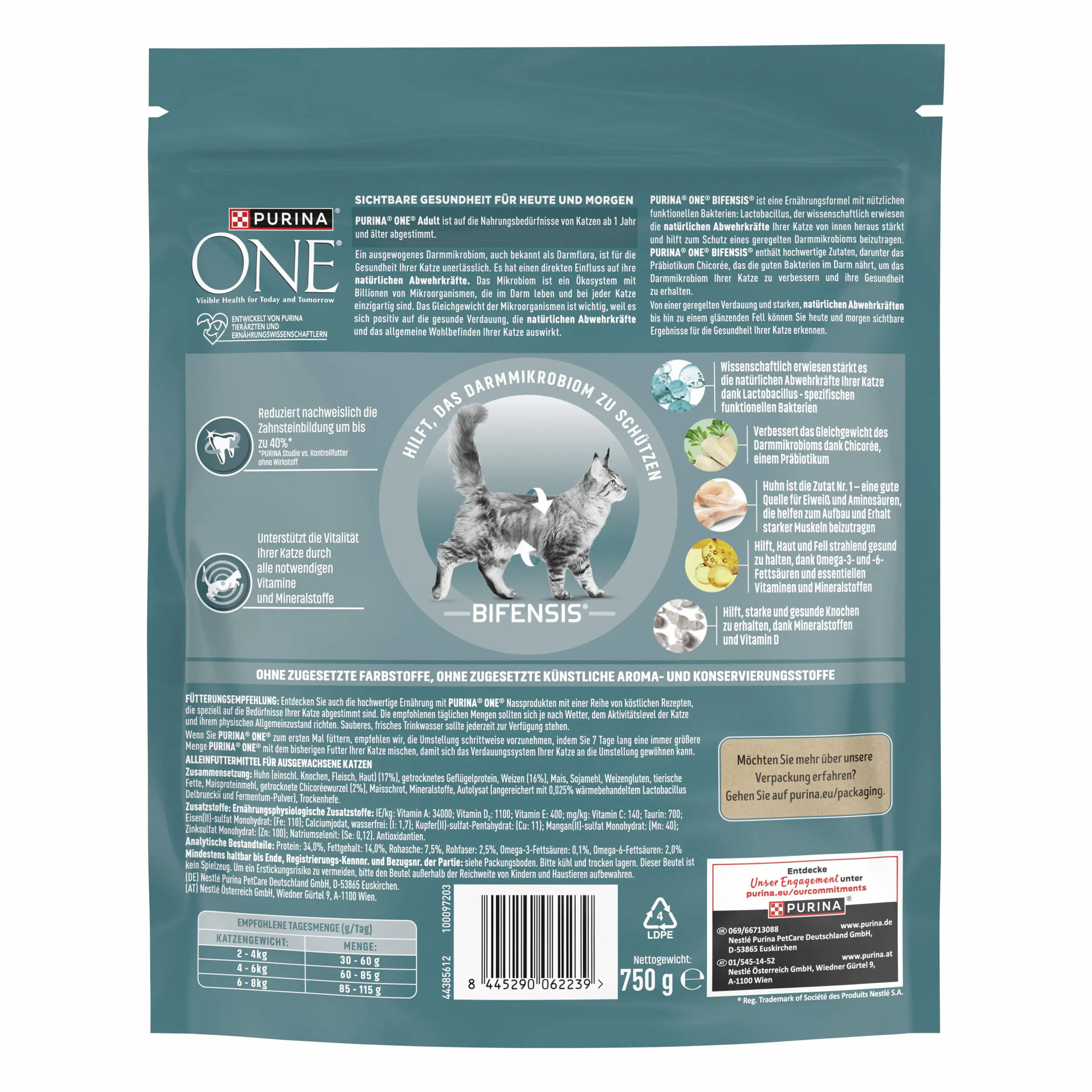 Purina ONE Adult reich an Huhn und Vollkorn-Getreide 750 g