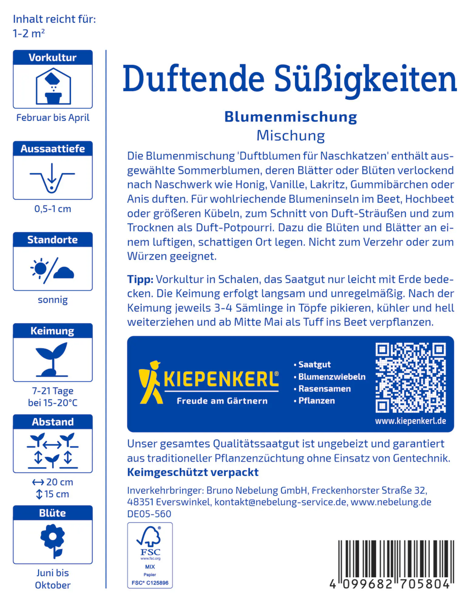 Kiepenkerl Profi-Line Saatgut Blumen-Mischung Duftblumen für Naschkatzen für ca. 1-2 m²