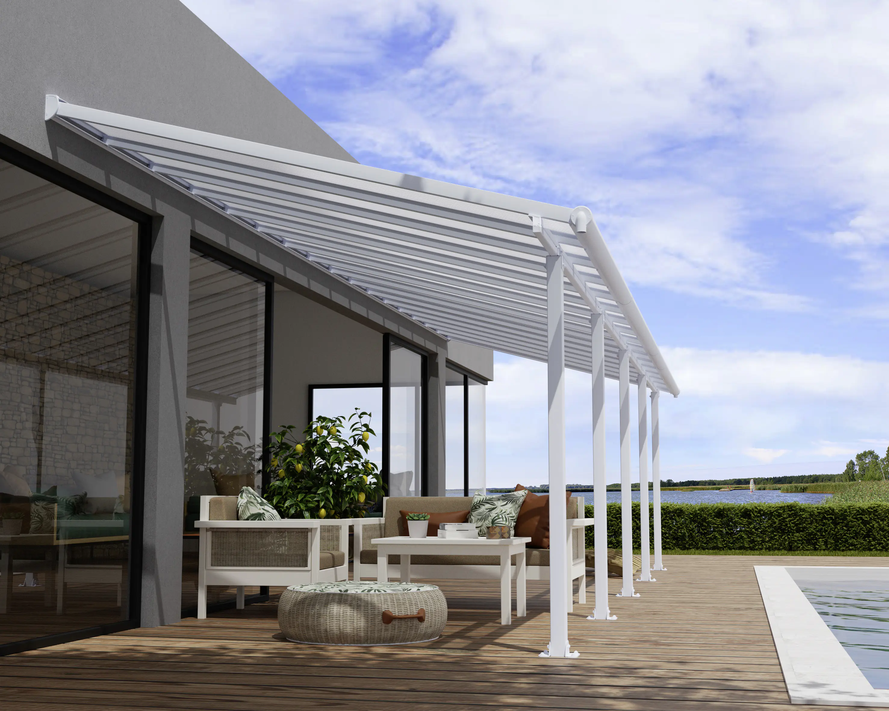 Canopia Terrassenüberdachung Olympia 3x9.8 weiß