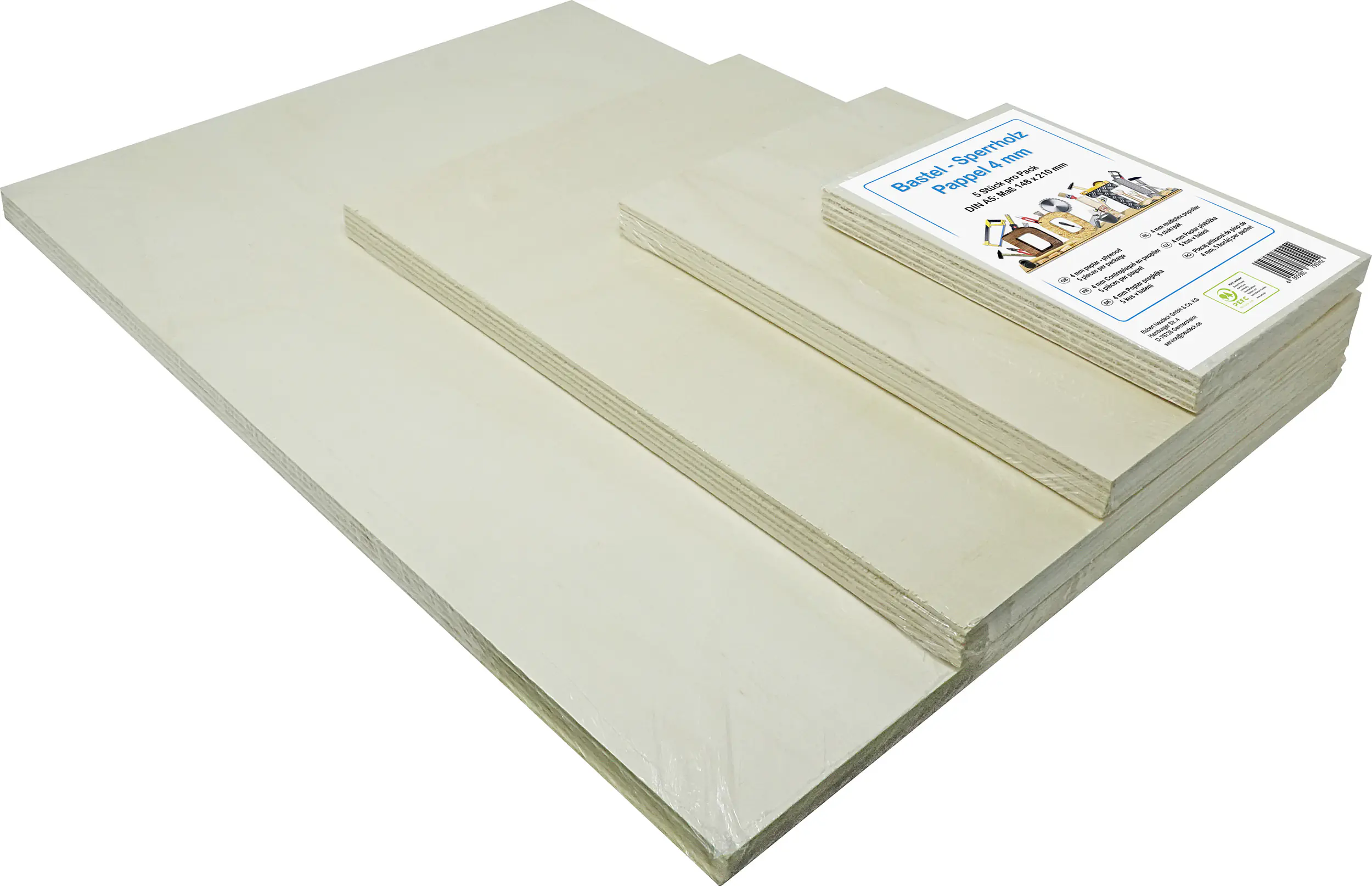 Bastelsperrholz Pappel DIN A4 29,7 x 21 cm, 4 mm