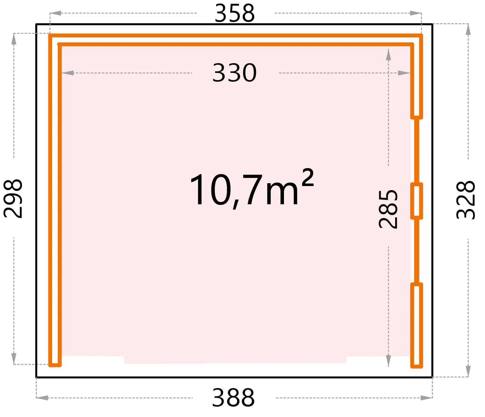 Telluria Pavillon Singolo 3630 mit Fenstern weiß 358 x 298 cm
