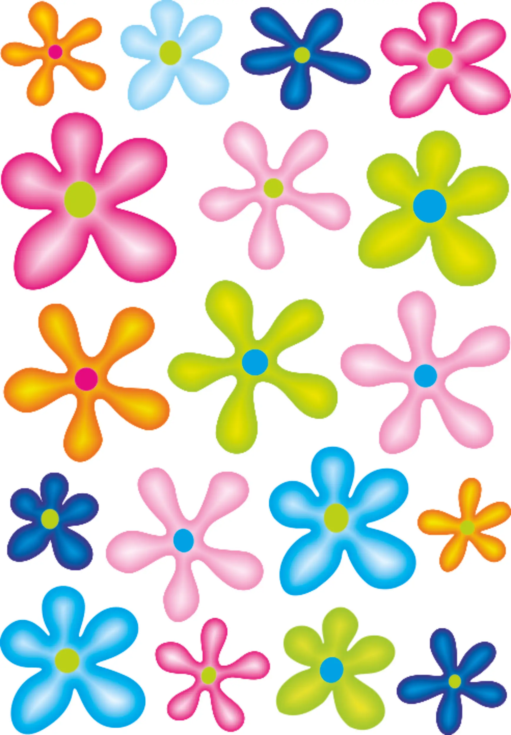 Hermann Schütz Aufkleber Blumen-Set bunt Bogengröße: 300x200mm, 18 Motive