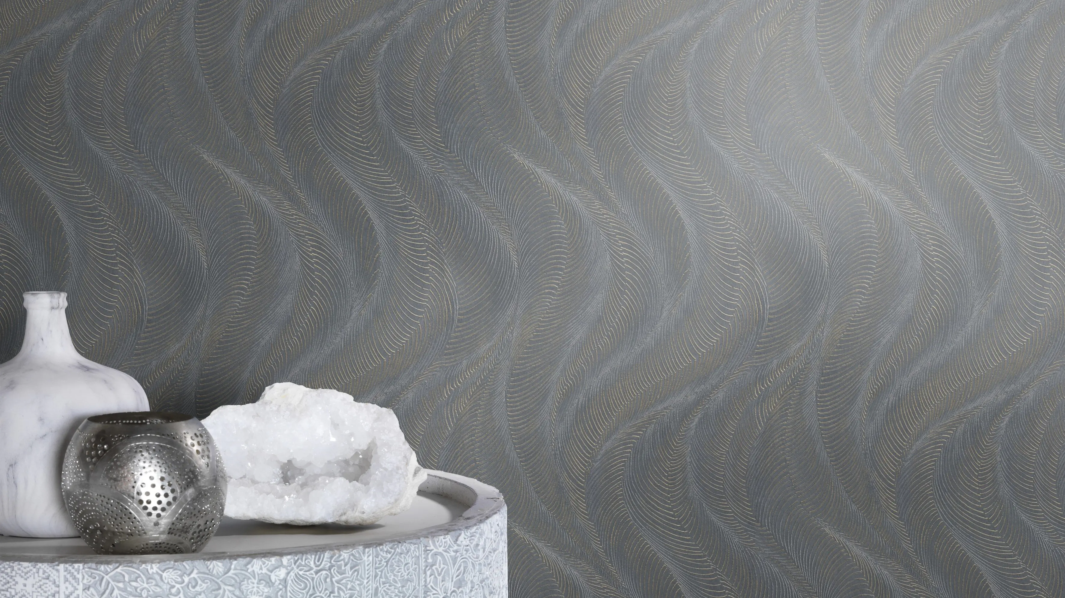 Rasch Vliestapete Wellen Incanto blau-taupe 10,05 x 0,53 m Rasch Vliestapete Wellen Incanto blau-taupe 10,05 x 0,53 m