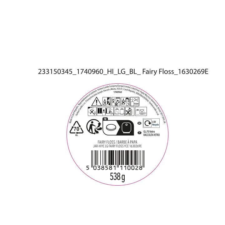 Yankee Candle Duftkerze Großes Glas Fairy Floss 538 g, rosa Yankee Candle Duftkerze Großes Glas Fairy Floss 538 g, rosa