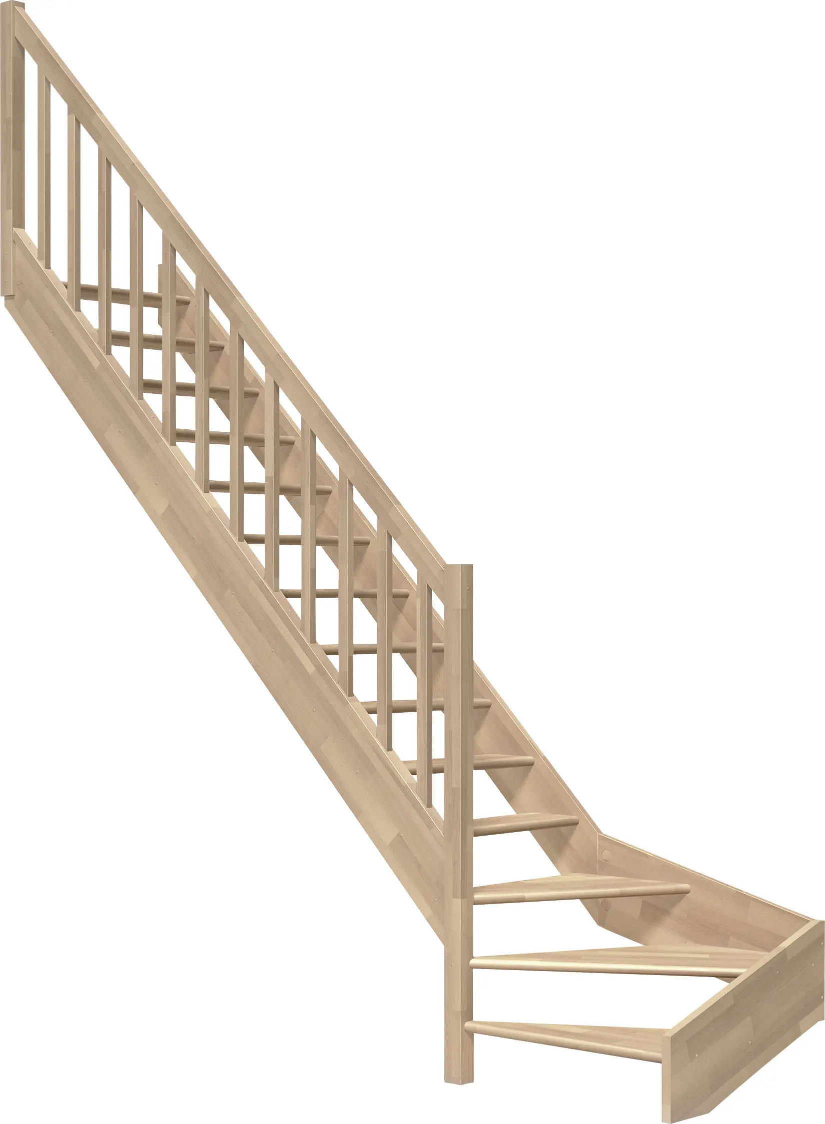 Dolle Raumspartreppen Paris 1/4-gew. Buche unbehandelt inkl. Geländer