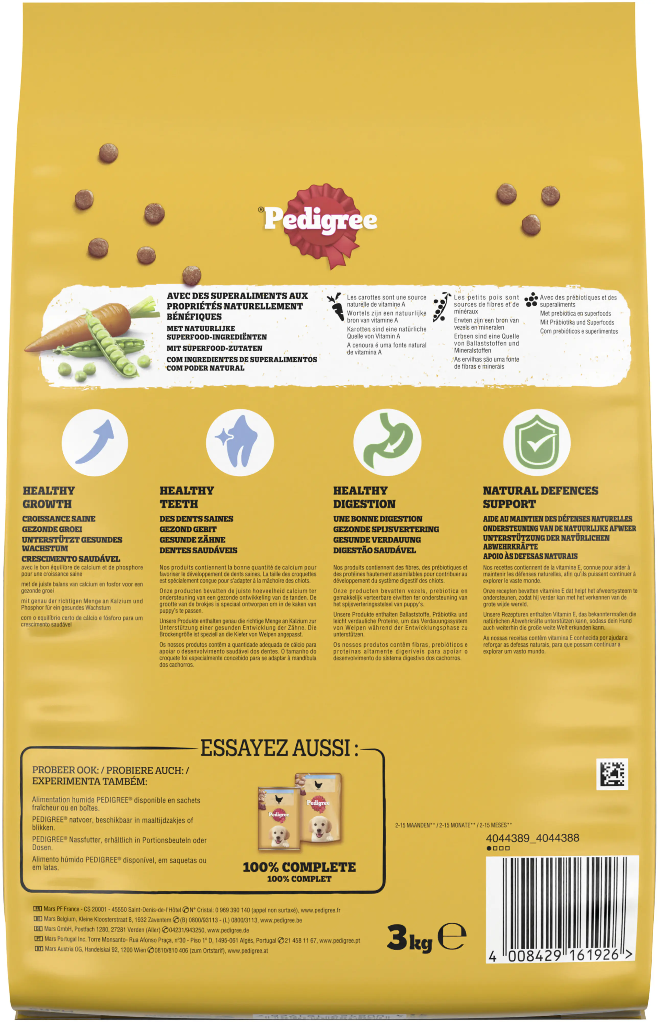 Pedigree Hundetrockenfutter Junior 3 kg Geflügel & Gemüse