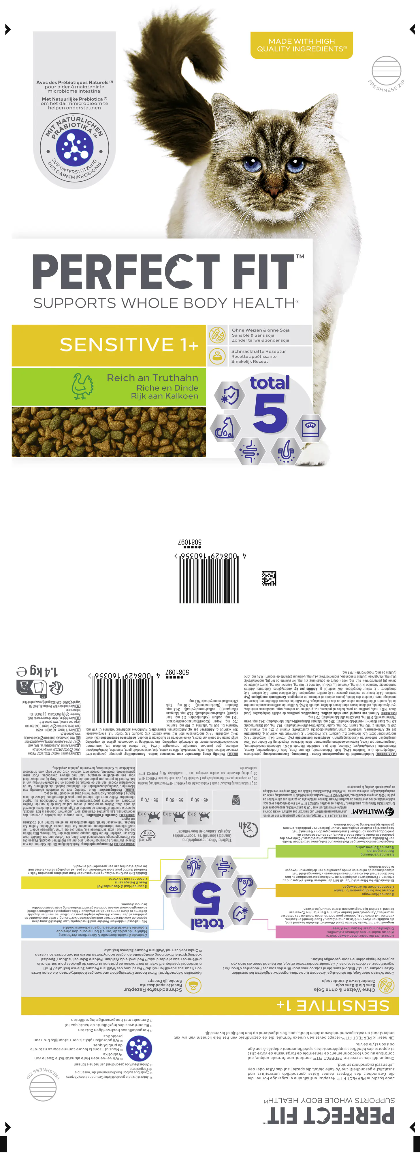 Perfect Fit Sensitiv 1+ Katzentrockenfutter Adult 1,4 kg Truthahn Perfect Fit Sensitiv 1+ Katzentrockenfutter Adult 1,4 kg Truthahn