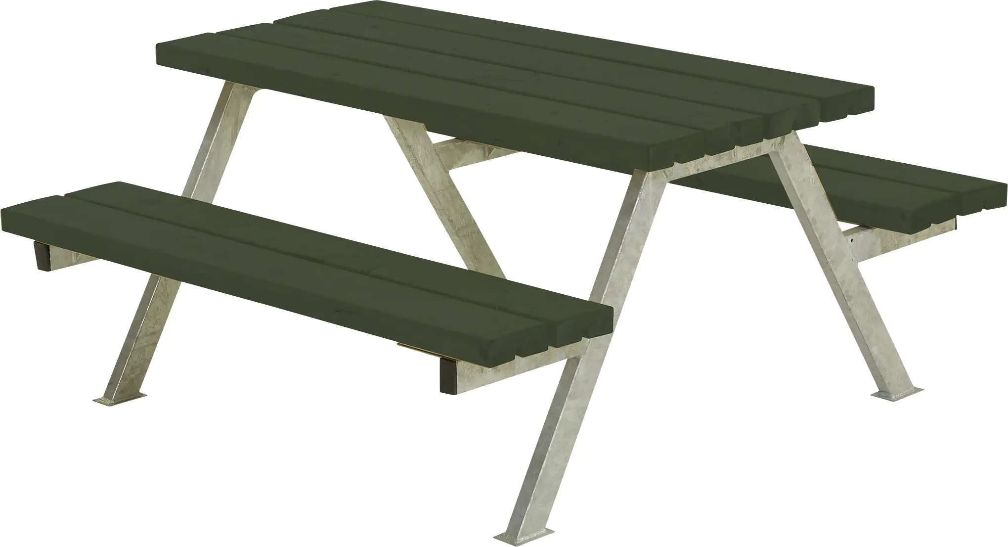 Plus Picknicktisch Kinder Alpha Stahl-Holz 118 x 118 x 57 cm schwarz