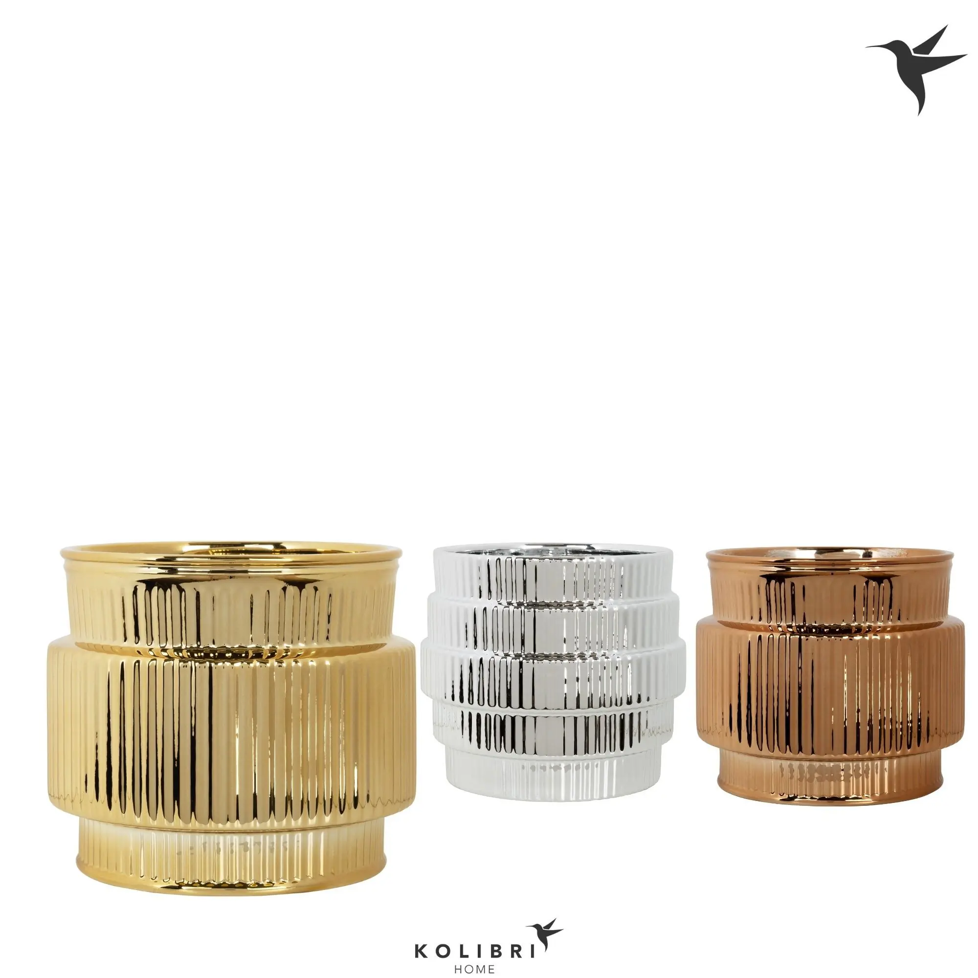 Kolibri Home Übertopf Allure Shiny Keramik Ø 12 x 12 cm 3-fach sortiert