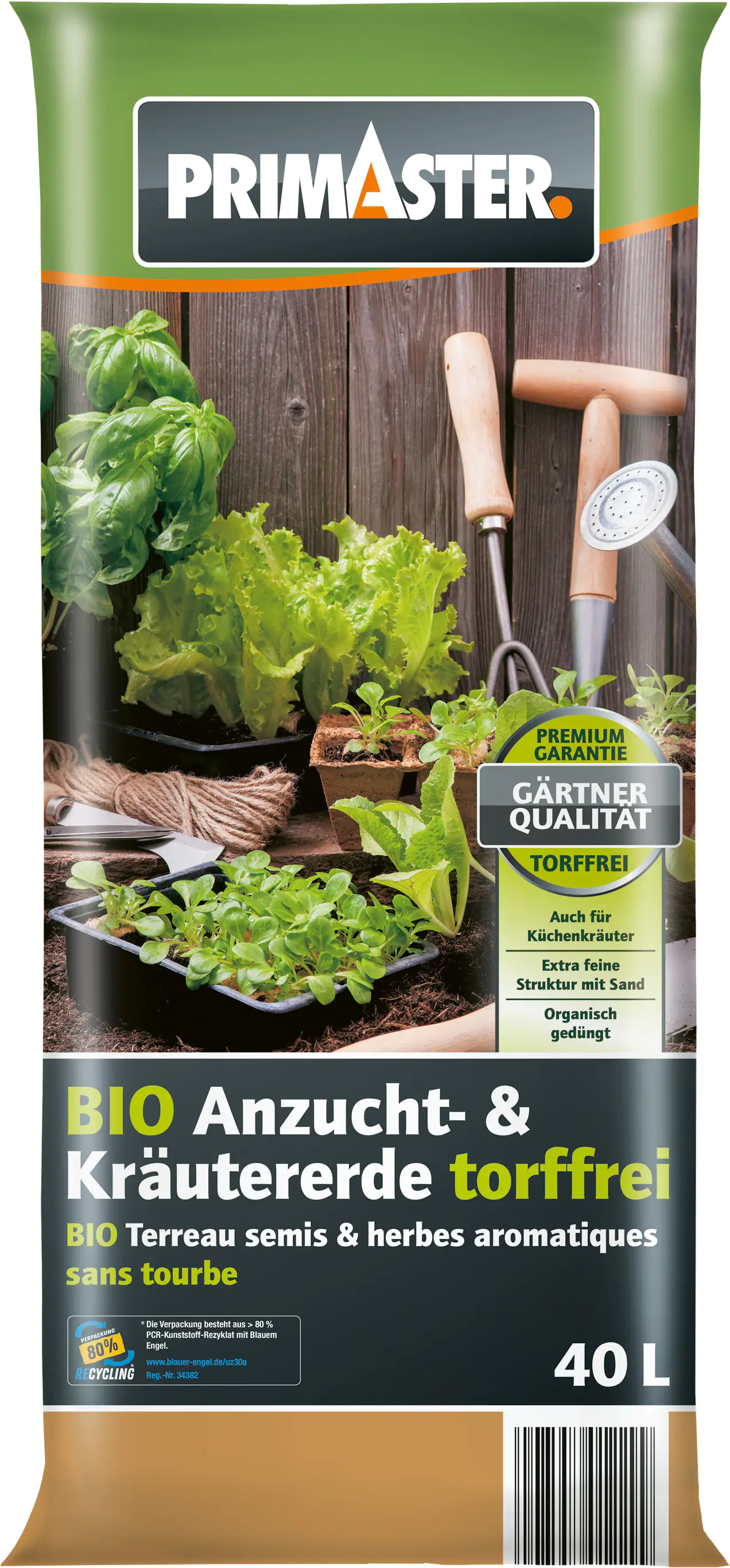 Primaster Bio Kräuter- & Anzucht Erde torffrei 40 L Primaster Bio Kräuter- & Anzucht Erde torffrei 40 L