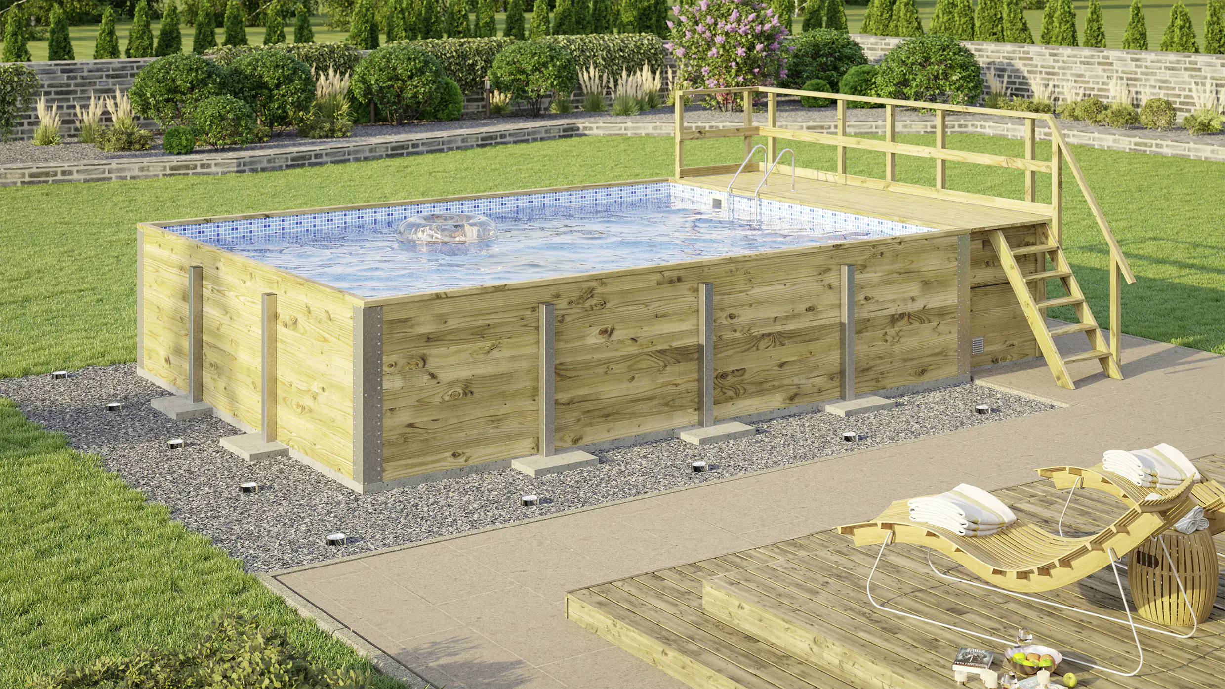 Weka Massivholzpool-Set Mosaik 595 Gr. 2 636 x 400 x 116 cm inkl. Sandfilteranlage