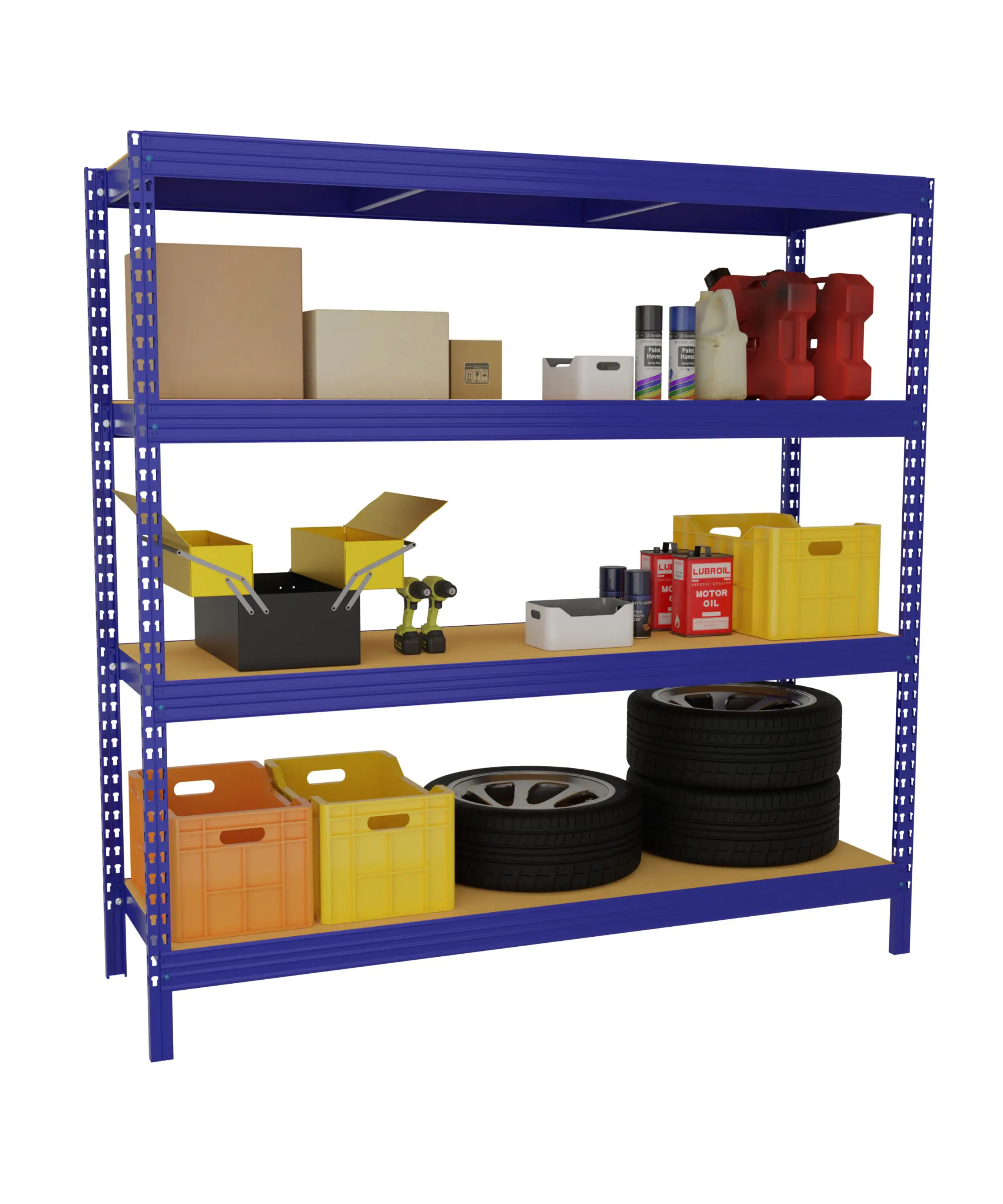 Schwerlastregal 200 x 200 x 60 cm 4 Holzböden 3200 kg