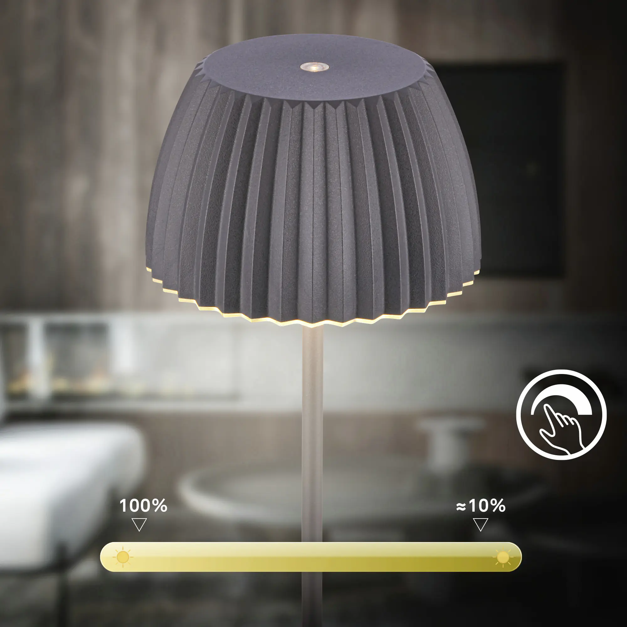 Briloner LED-Tischleuchte Riffle mit Akku anthrazit dimmbar