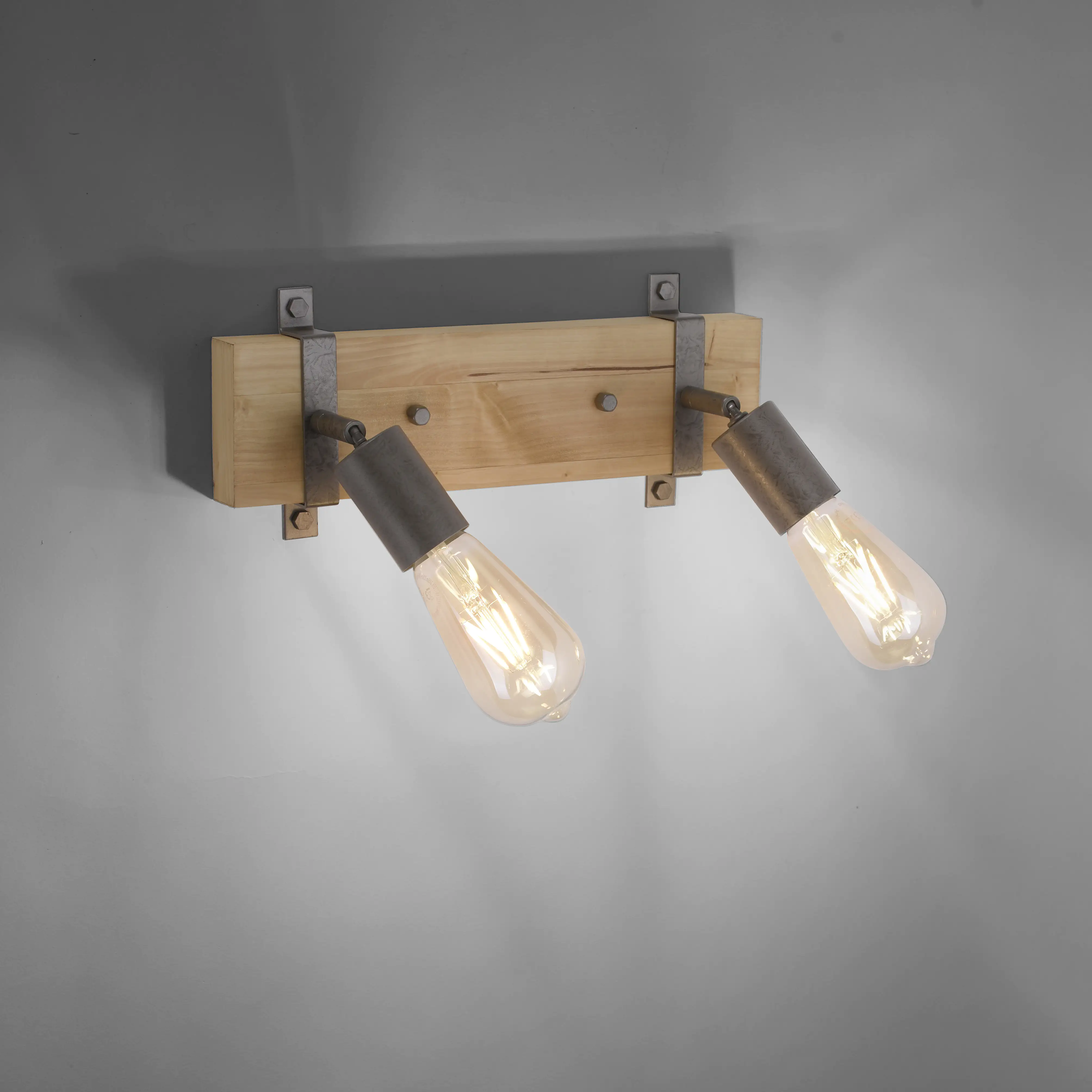 4043689970673 JustLight 2er Spot Slat holz-metall 39 x 15,5 cm E27, max. 40 W