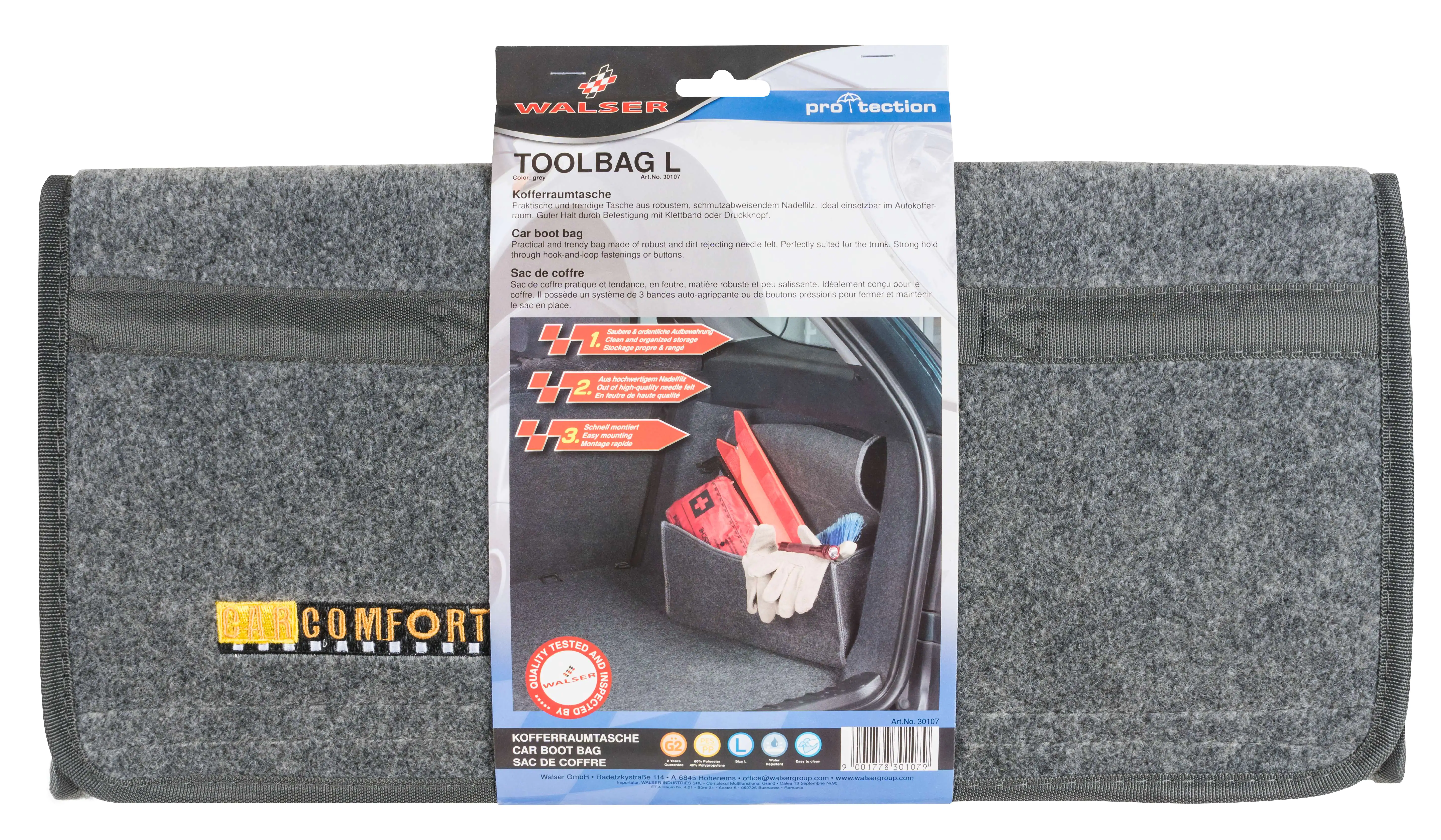 Walser Toolbag Kofferraumtasche Größe L grau 50x22x15cm