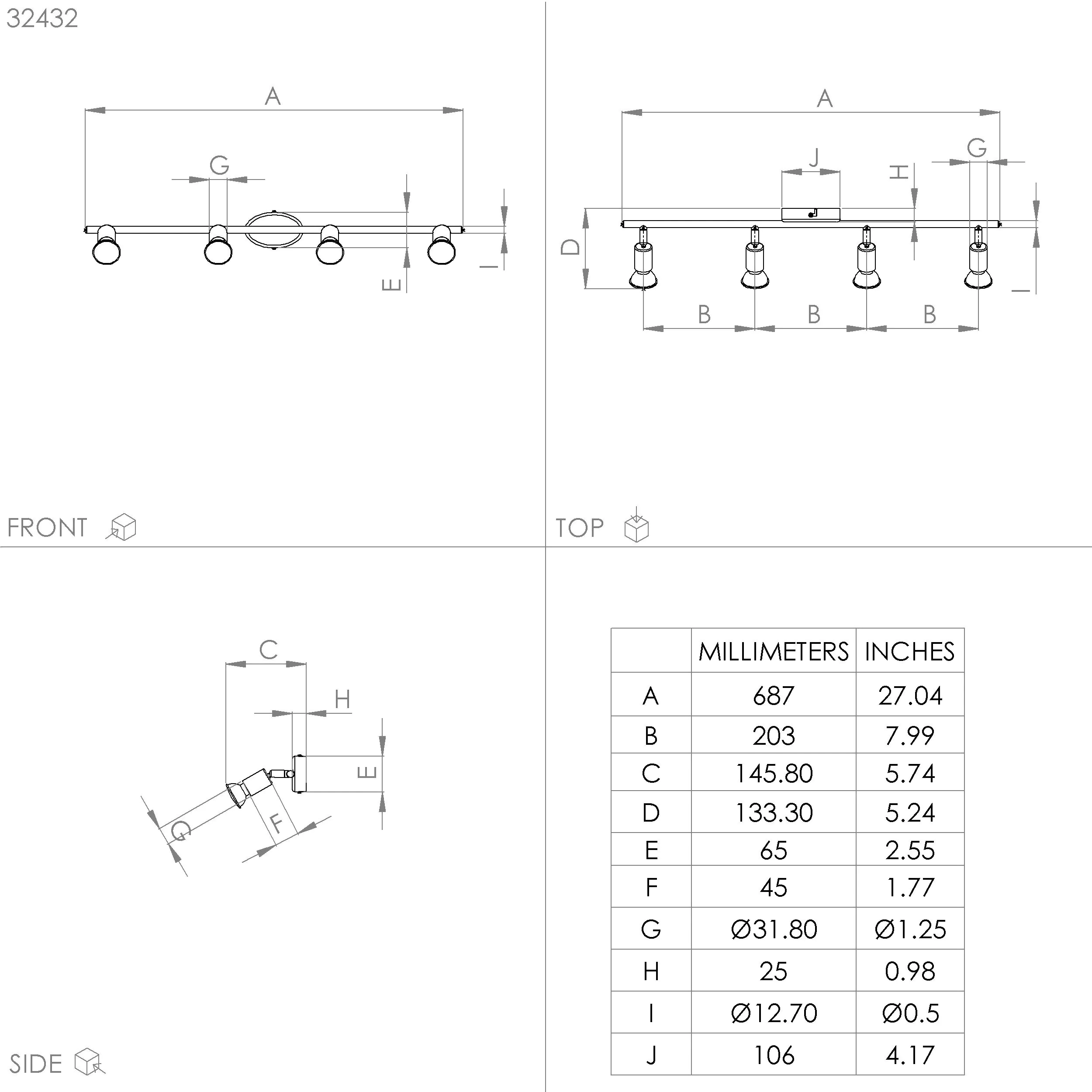 Eglo 4er LED Spot Buzz schwarz 68,5 x 6,5 cm GU10 Eglo 4er LED Spot Buzz schwarz 68,5 x 6,5 cm GU10
