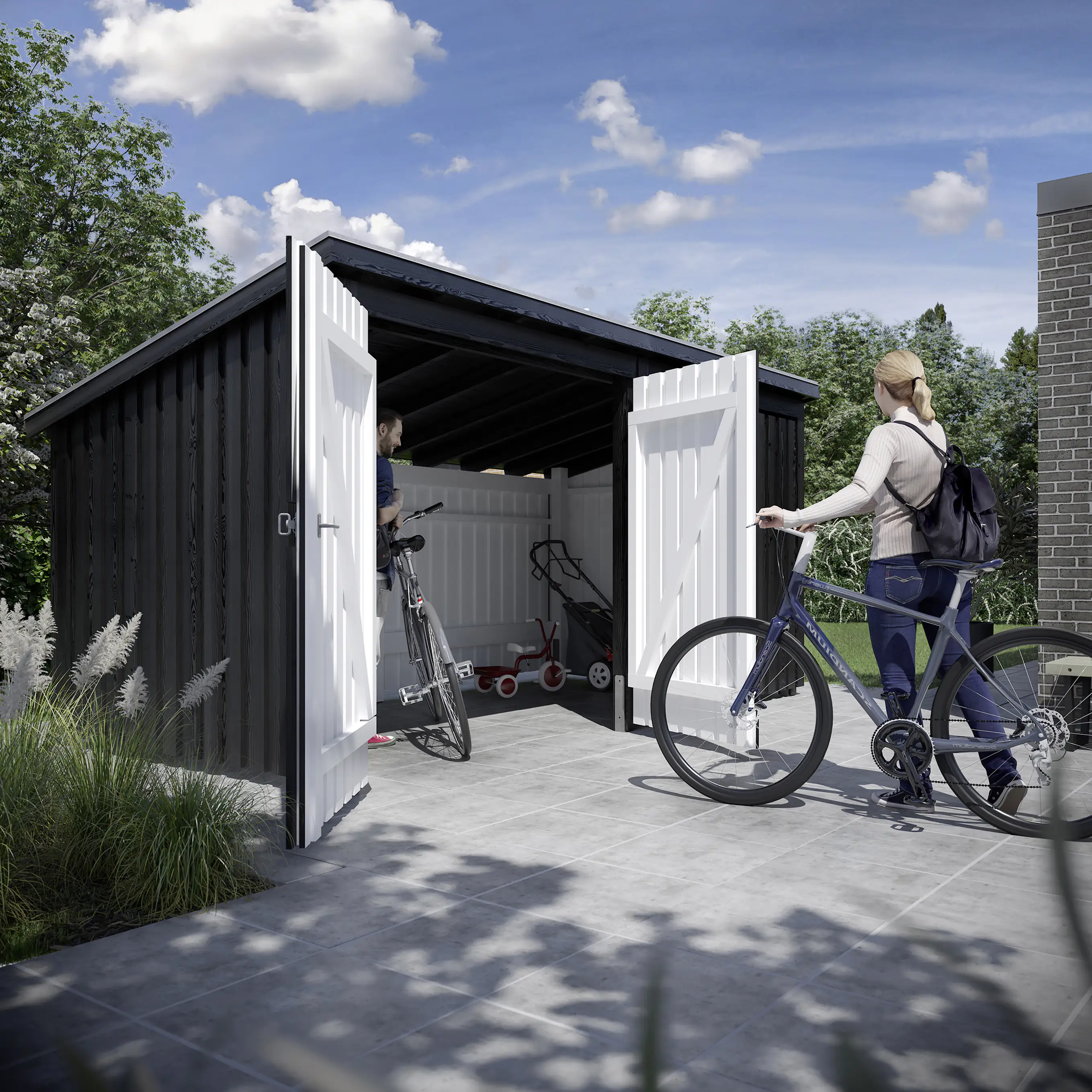 Plus Gartenhaus Nordic Multi 416 x 208 cm natur mit Doppeltür, Dachpappe