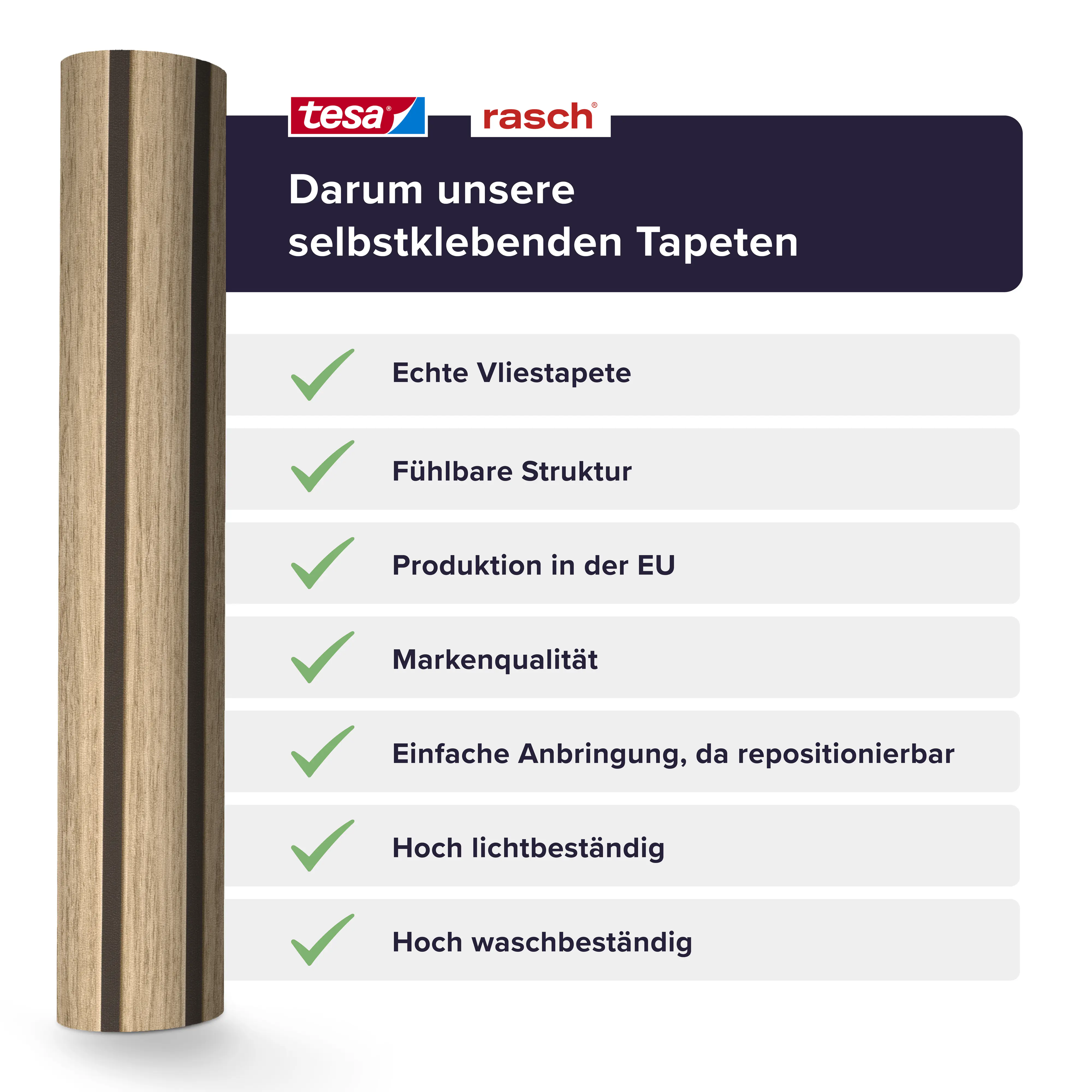 Tesa x Rasch selbstklebende Tapete Akustikpaneele Optik braun beige 6 x 0,53 m