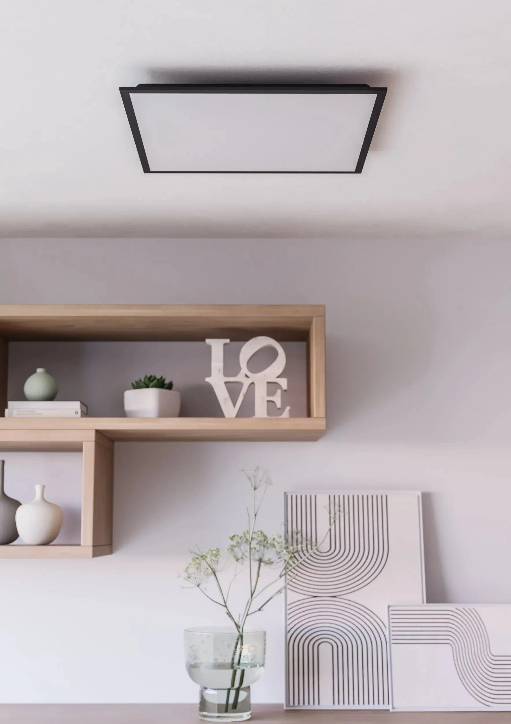 Eglo LED Deckenleuchte Moradillo schwarz 59,5 x 59,5 cm warmweiß-kaltweiß