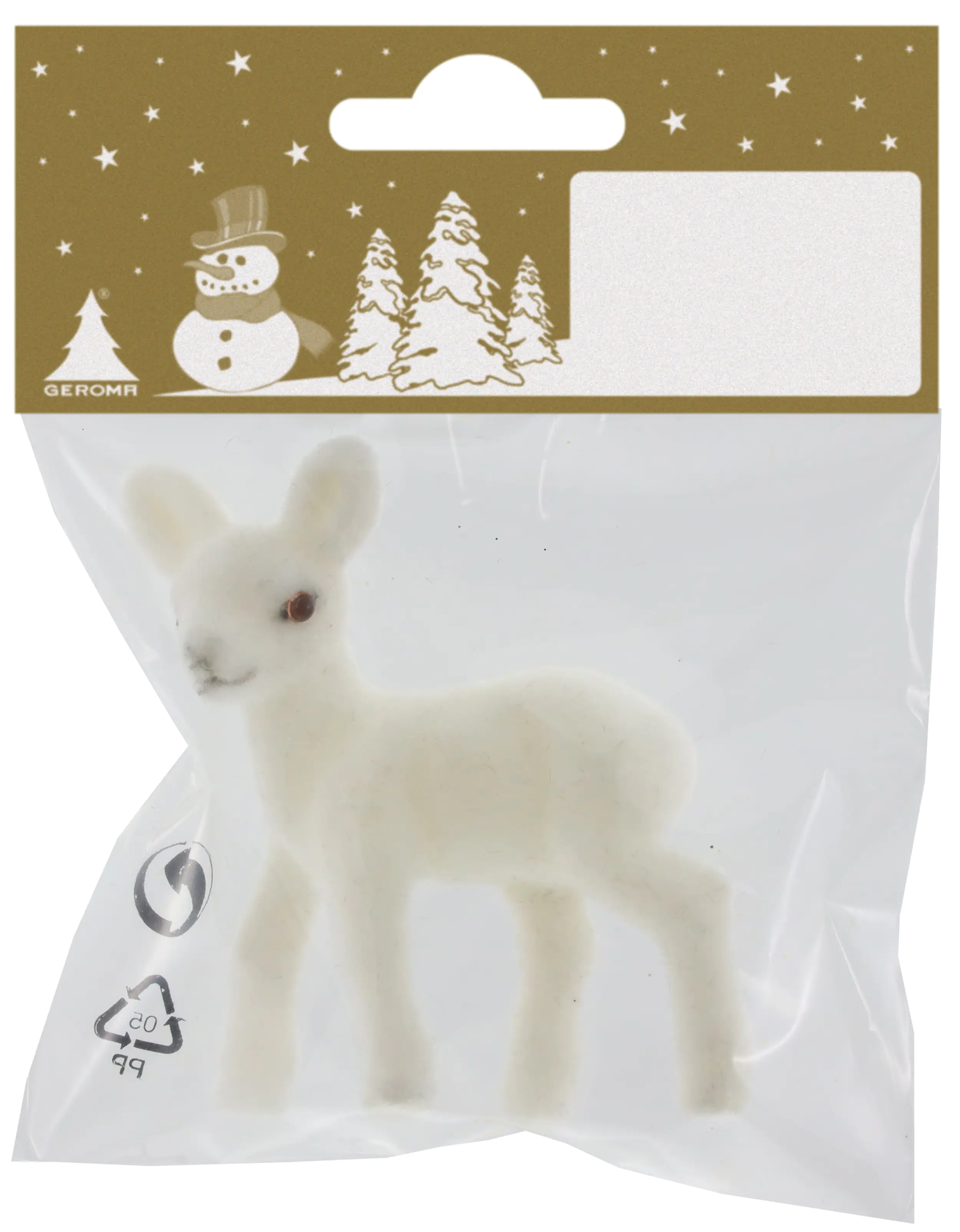 Dekofigur Rehkitz weiß beflockt 5 x 7 cm