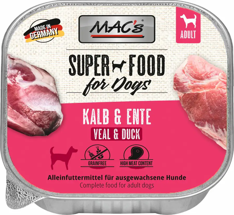 Macs Dog Hundenassfutter Adult getreidefrei 150 g Kalb & Ente