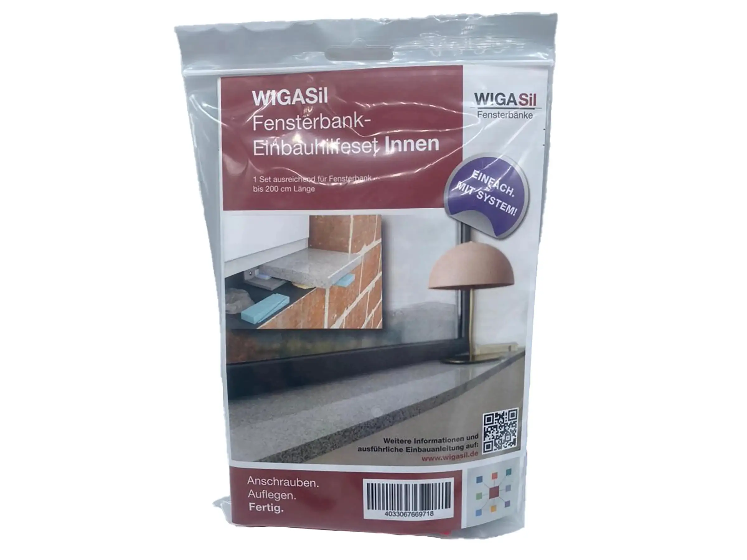 Wigastone Fensterbank Einbauhilfeset für Innen