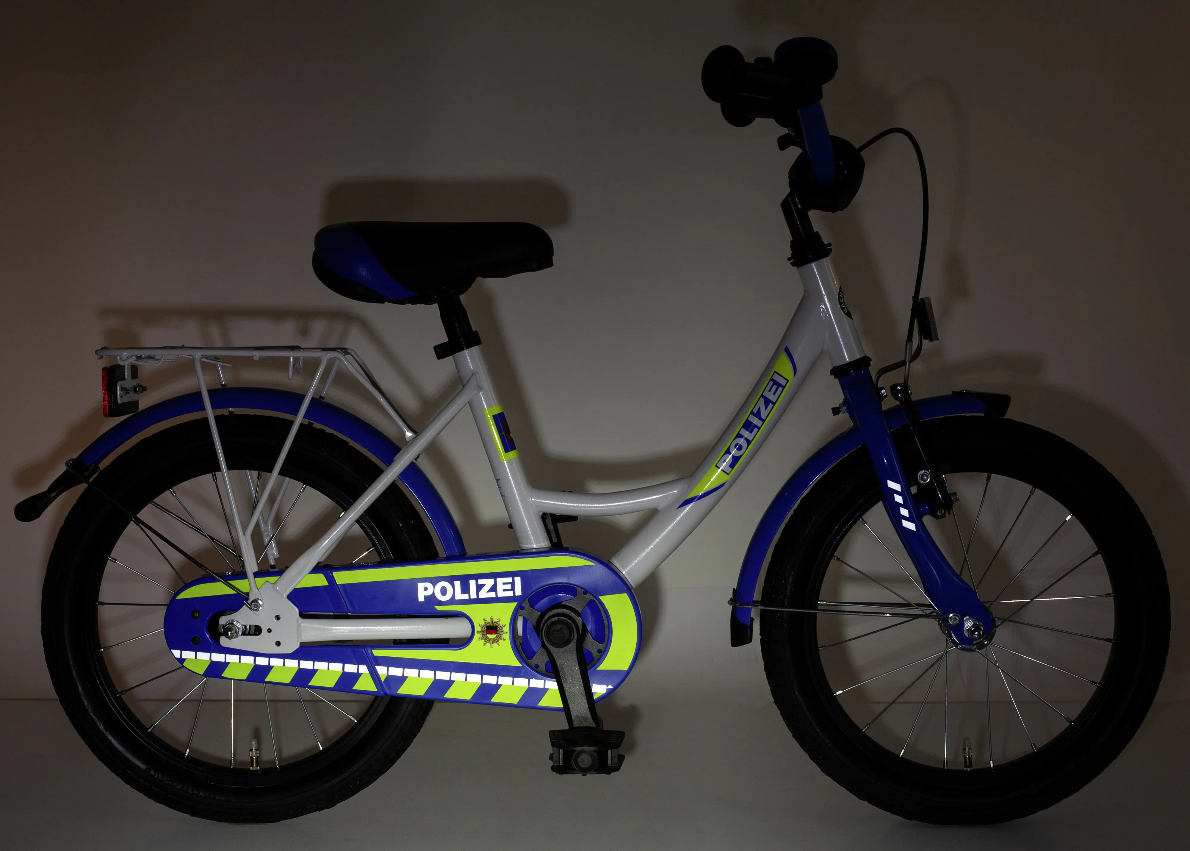 Bachtenkirch Kinderfahrrad Polizei 14 Zoll kristallweiß/blau/neon