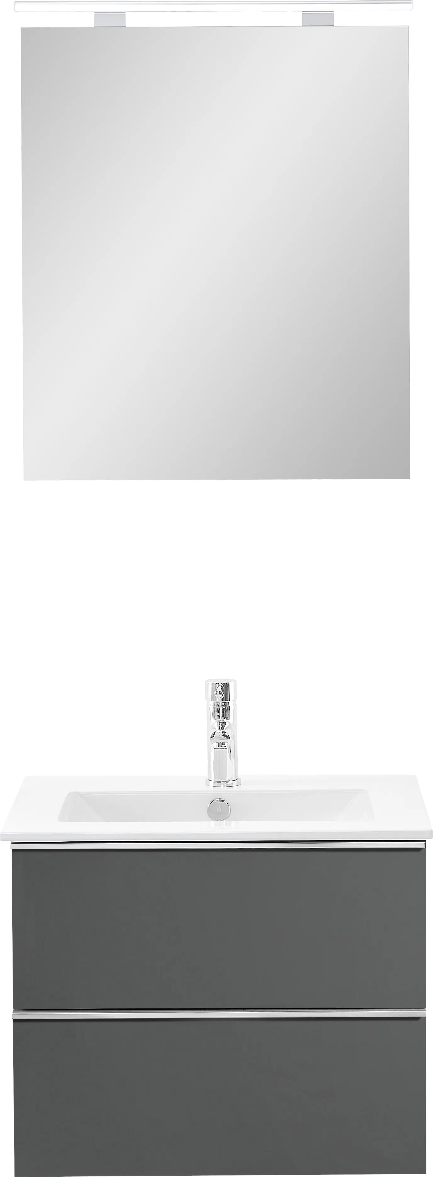 Primaster Bad-Set Düsseldorf grau 61 cm LED-Leuchten, Keramikwaschtisch