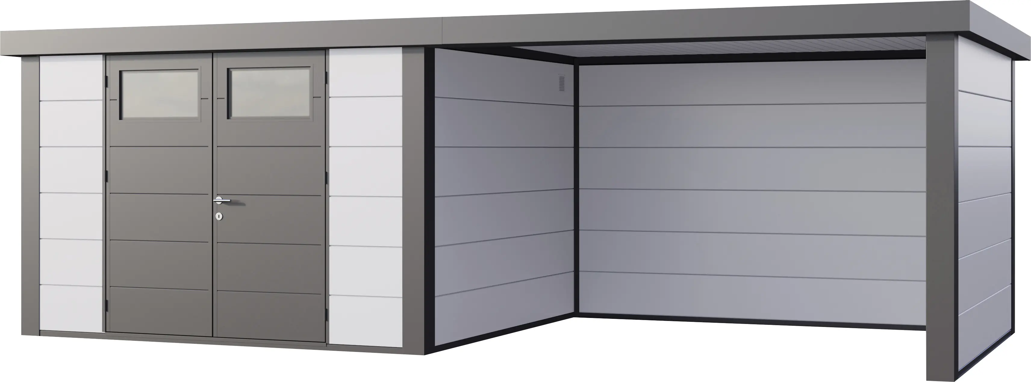 Telluria Gerätehaus Classico Lounge L 3330 rechts weiß 672 x 298 cm