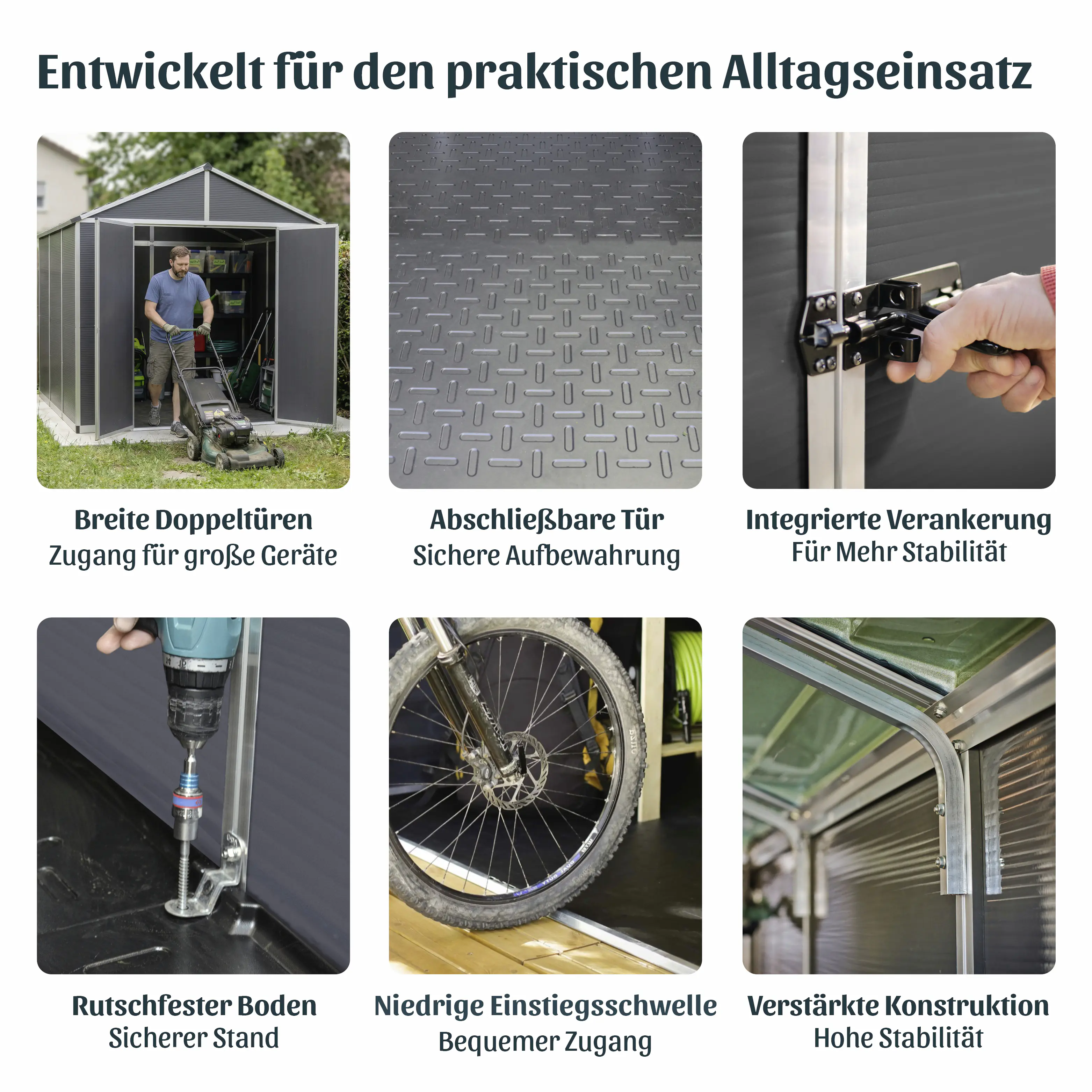 Canopia Gerätehaus Rubicon 8x10 mit Solar LED Kit grau 237,1 x 302,7 cm