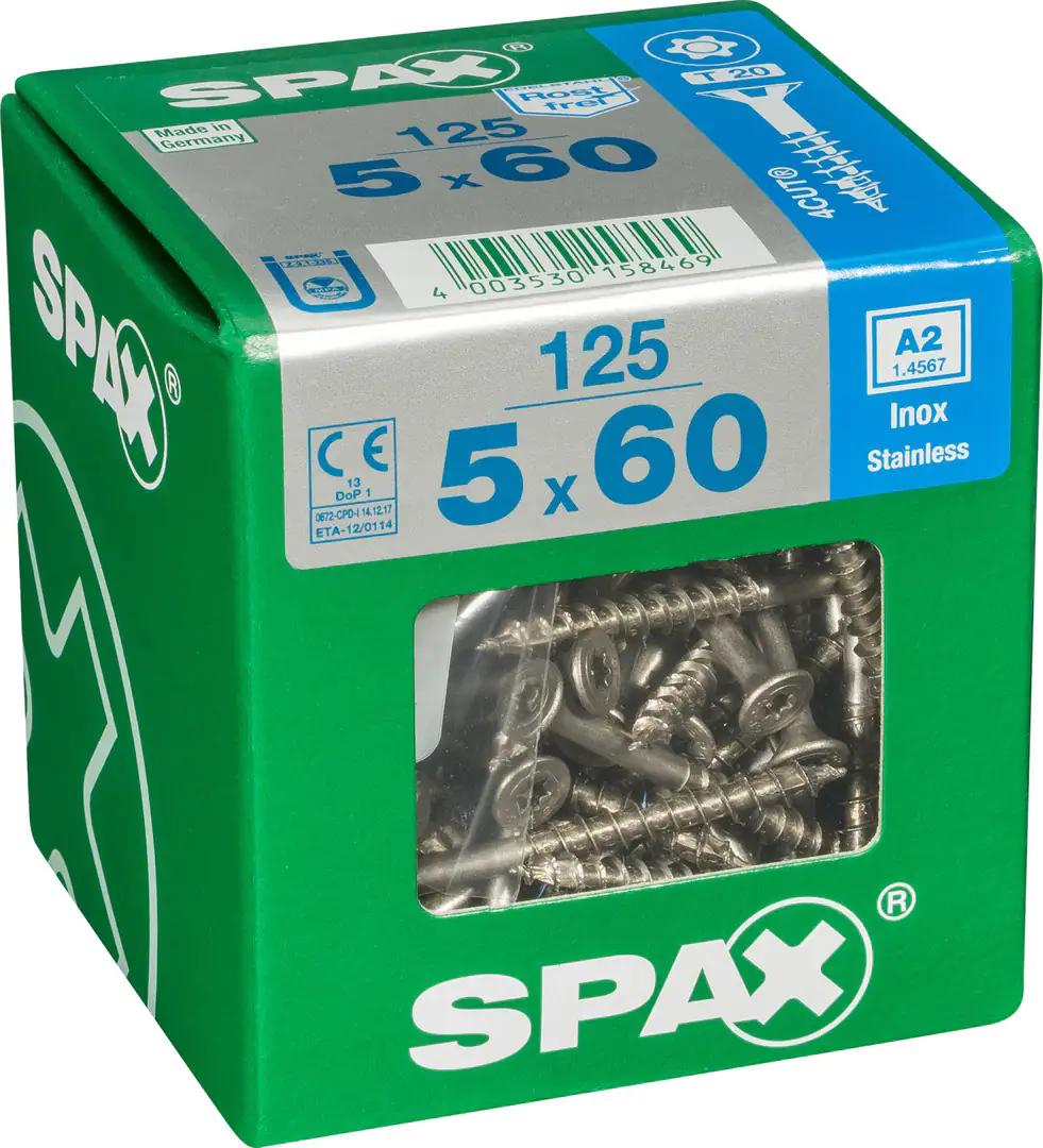 Spax Universalschrauben 5.0 x 60 mm TX 20 - 125 Stk. Spax Universalschrauben 5.0 x 60 mm TX 20 - 125 Stk.