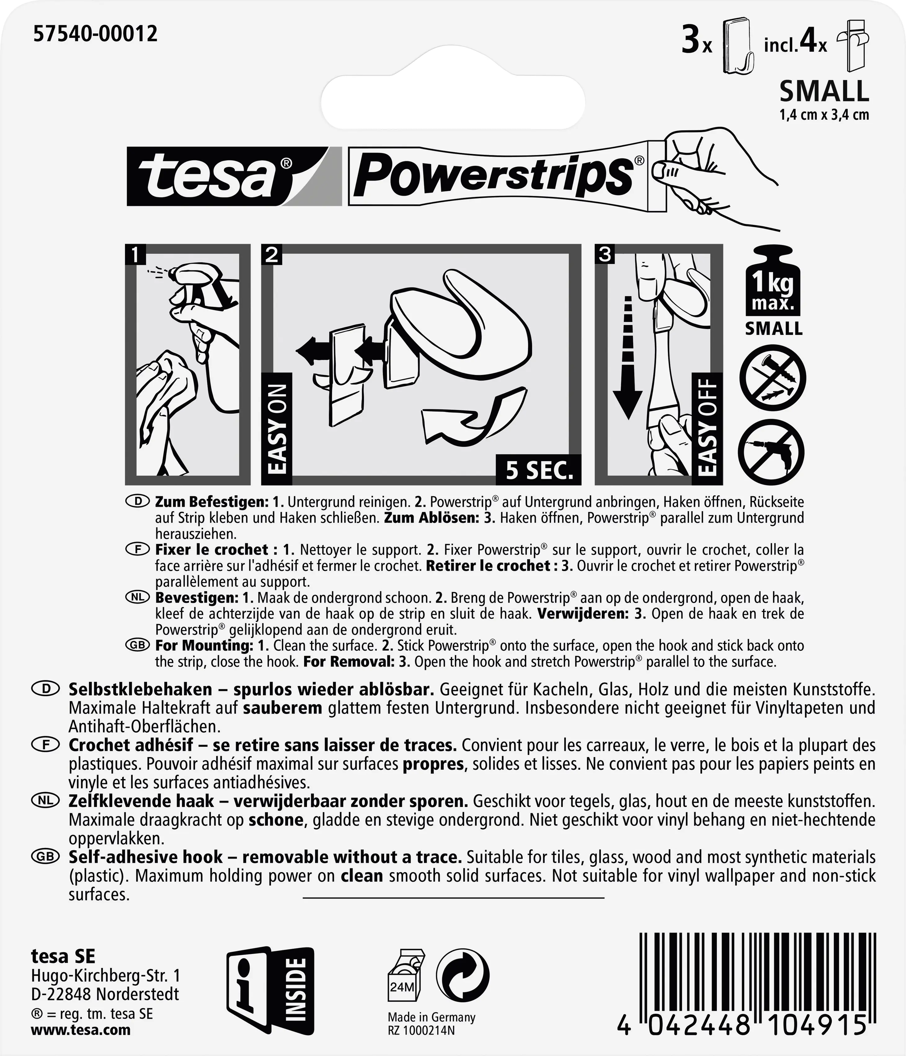 tesa Haken Powerstrip Small chrom