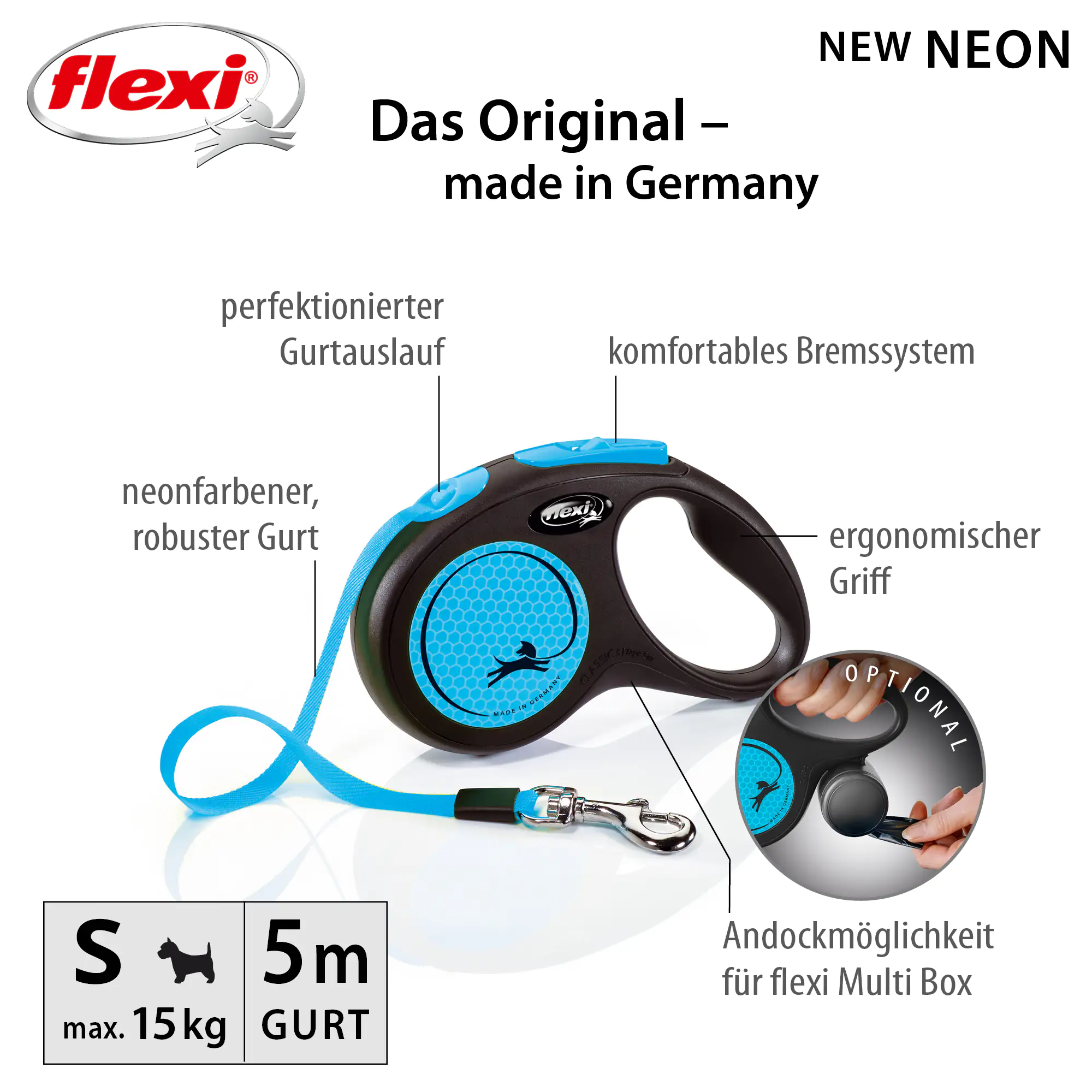 Nobby Flexi Hundeleine New Neon S neon-blau 5 m Nobby Flexi Hundeleine New Neon S neon-blau 5 m