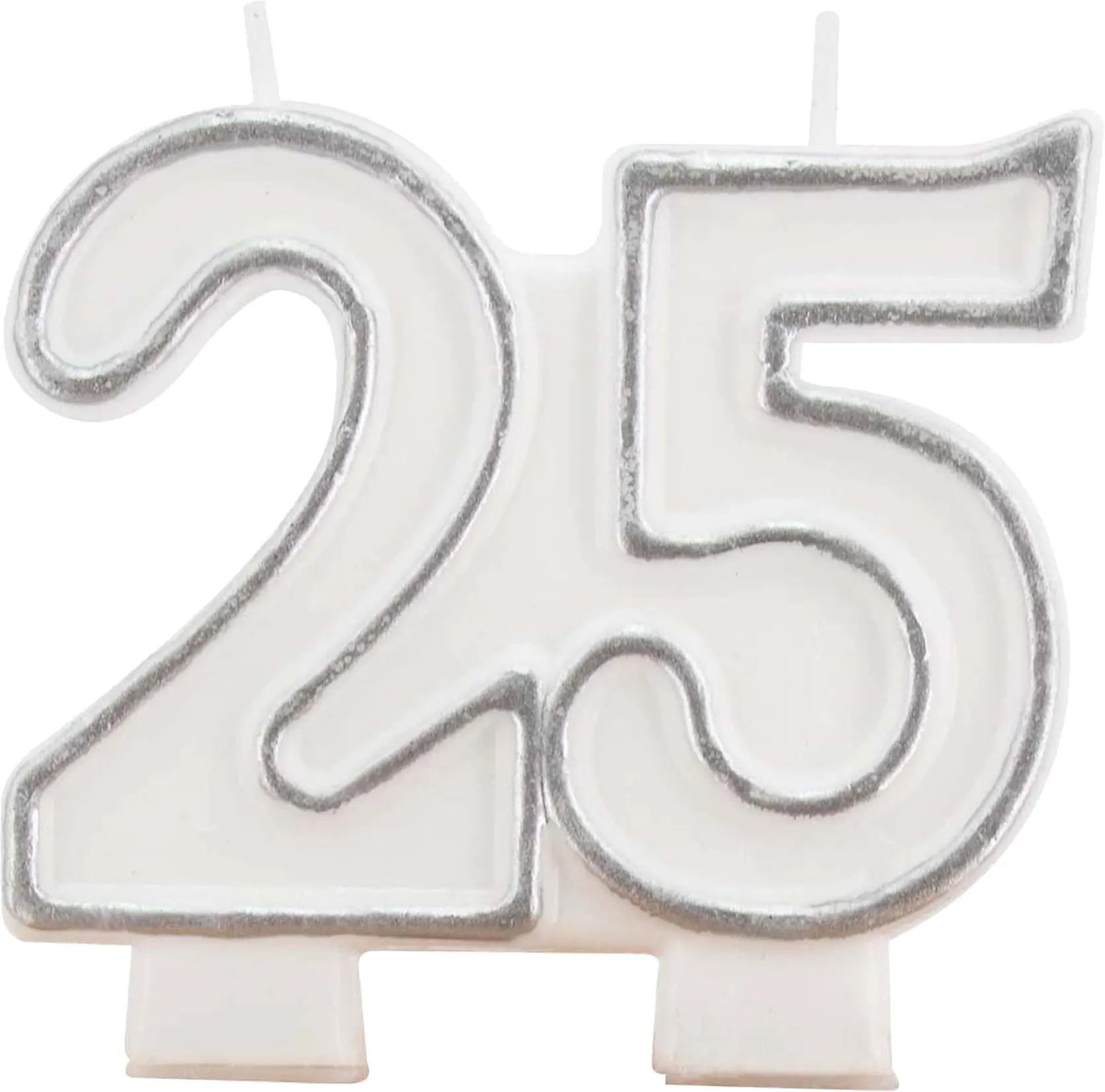 Geburtstagskerze Zahl 25 silber 7 cm - 1 Stück