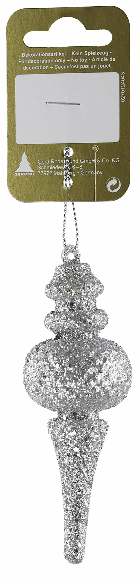 Weihnachtsanhänger Kalebasse aus Kunststoff 12 cm silber glitzer 1 Stück