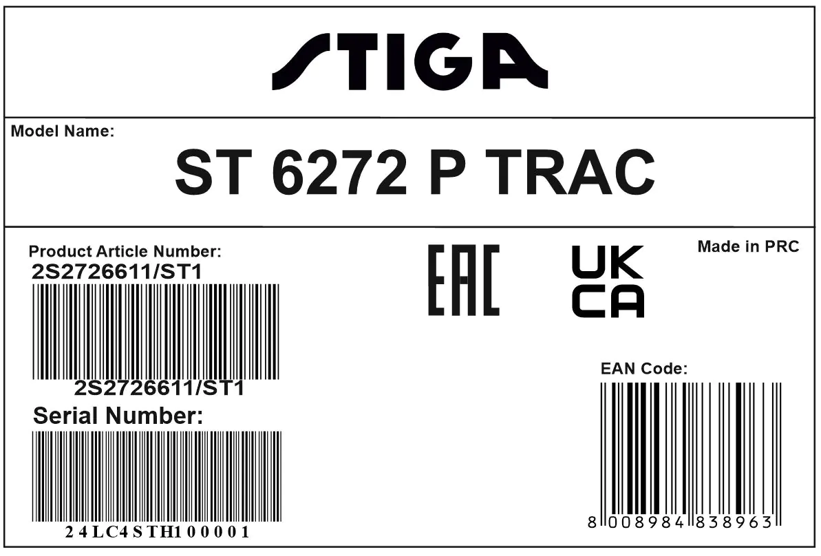 Stiga Benzin-Schneefräse ST 6272 P TRAC Arbeitsbreite 72 cm 6,2 kW Stiga Benzin-Schneefräse ST 6272 P TRAC Arbeitsbreite 72 cm 6,2 kW