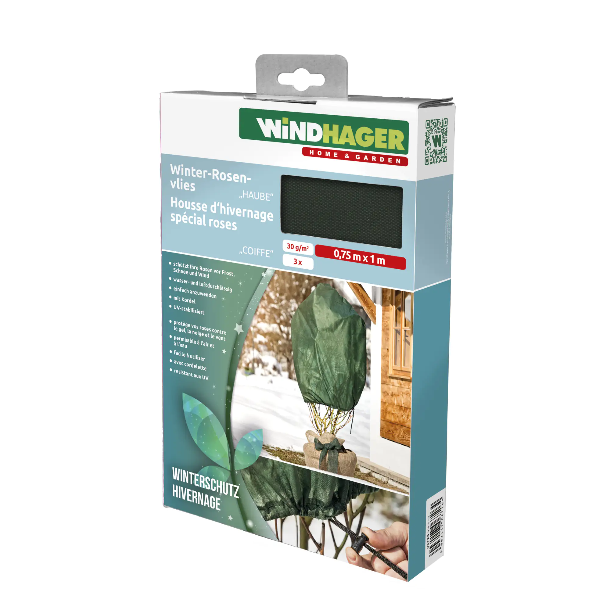 9003117067264_2 Windhager Rosenvlies-Haube 0,75 x 1 m, grün, 3 Stück