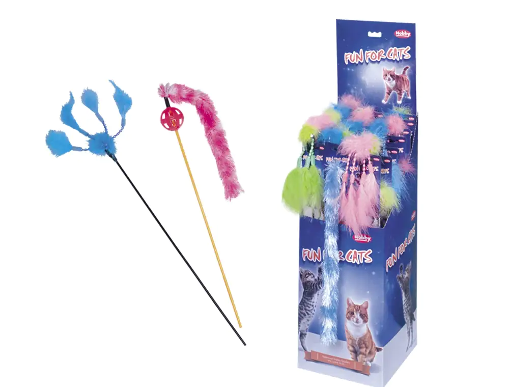 Nobby Katzenangel mit Plüschspielzeug